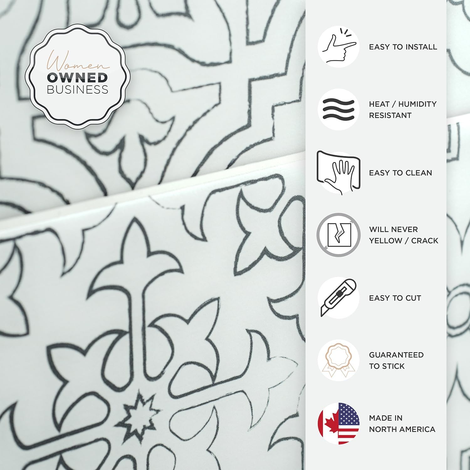 SMART TILES Peel and Stick Backsplash - 5 Sheets of 9" x 9" - 3D Adhesive Peel and Stick Tile Backsplash for Kitchen, Bathroom, Wall Tile