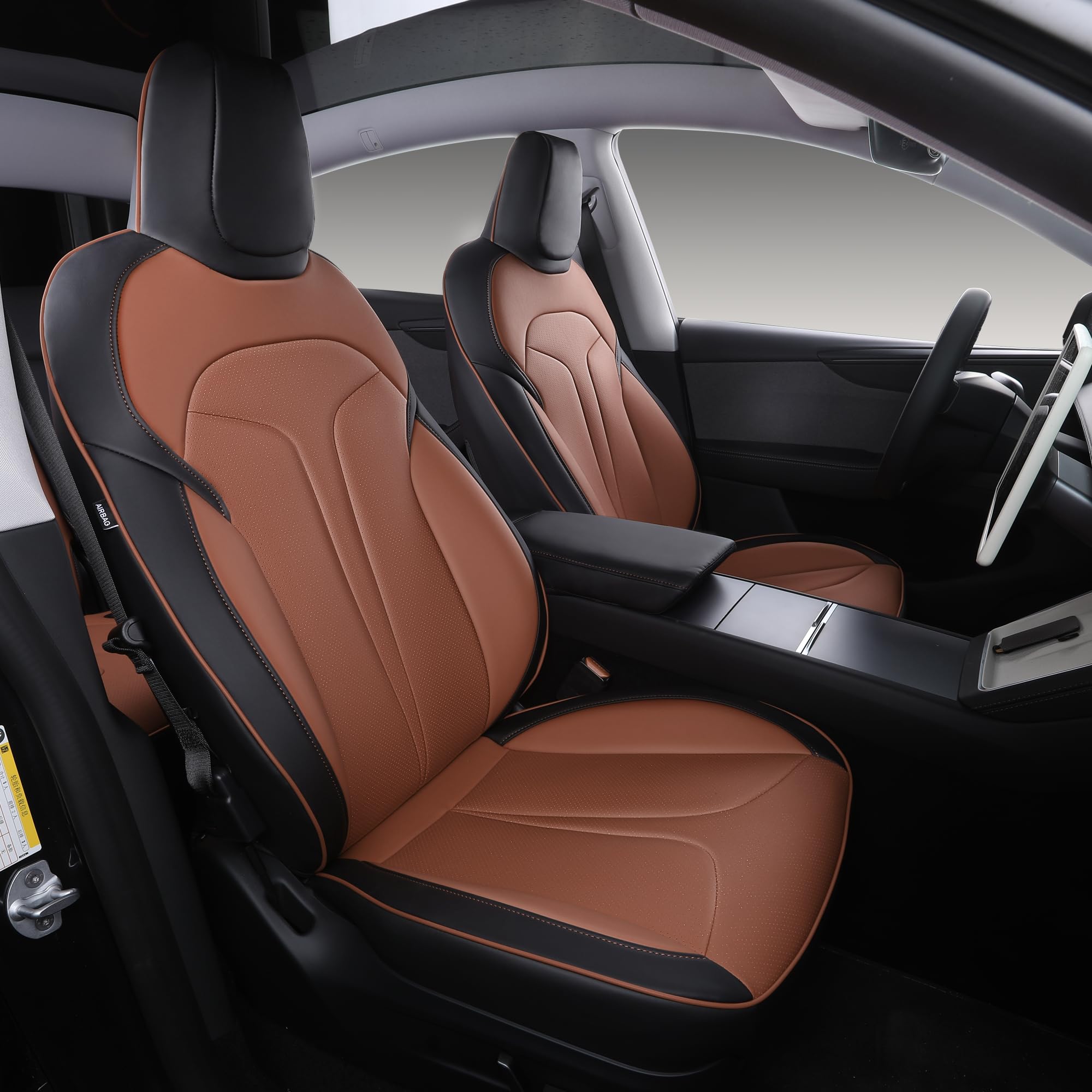 Photo 1 of Custom Seat Covers for 2025 2026 Tesla Model Y Juniper 5-Seater Black+Brown