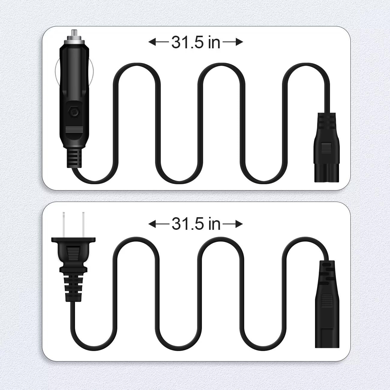 Fiambrera eléctrica, cable de alimentación solo compatible con 3 calentadores de alimentos Jack de alimentación, cable de ángulo plano de 110 V, uso doméstico/24 V tipo V para automóvil, no cable 4