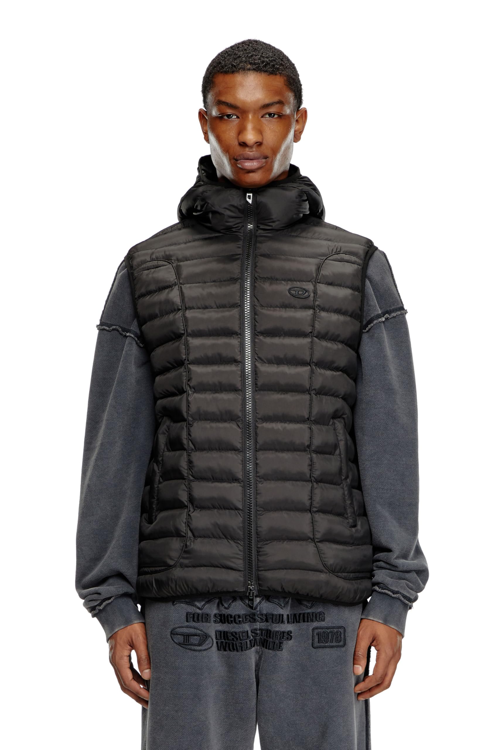 Diesel Herren 9XX-0Bhaz Diesel_w-Temple Giacca_coat_schwarz_54 Größe 54