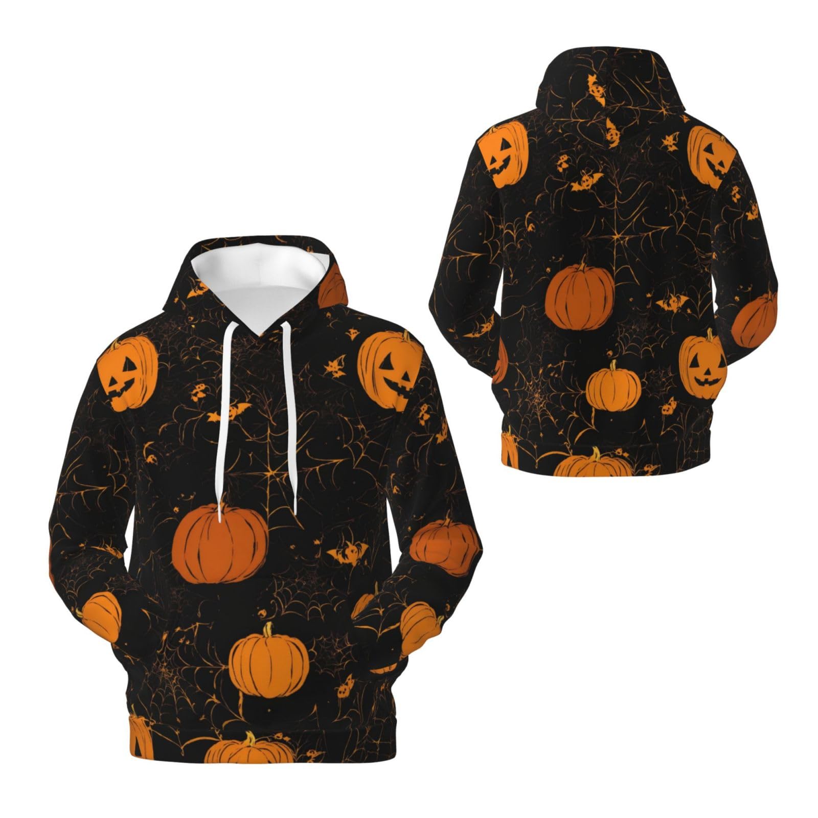 Męska bluza z kapturem z nadrukiem dyni na Halloween, casualowa grafika z nadrukiem bluzy z kapturem z kieszenią