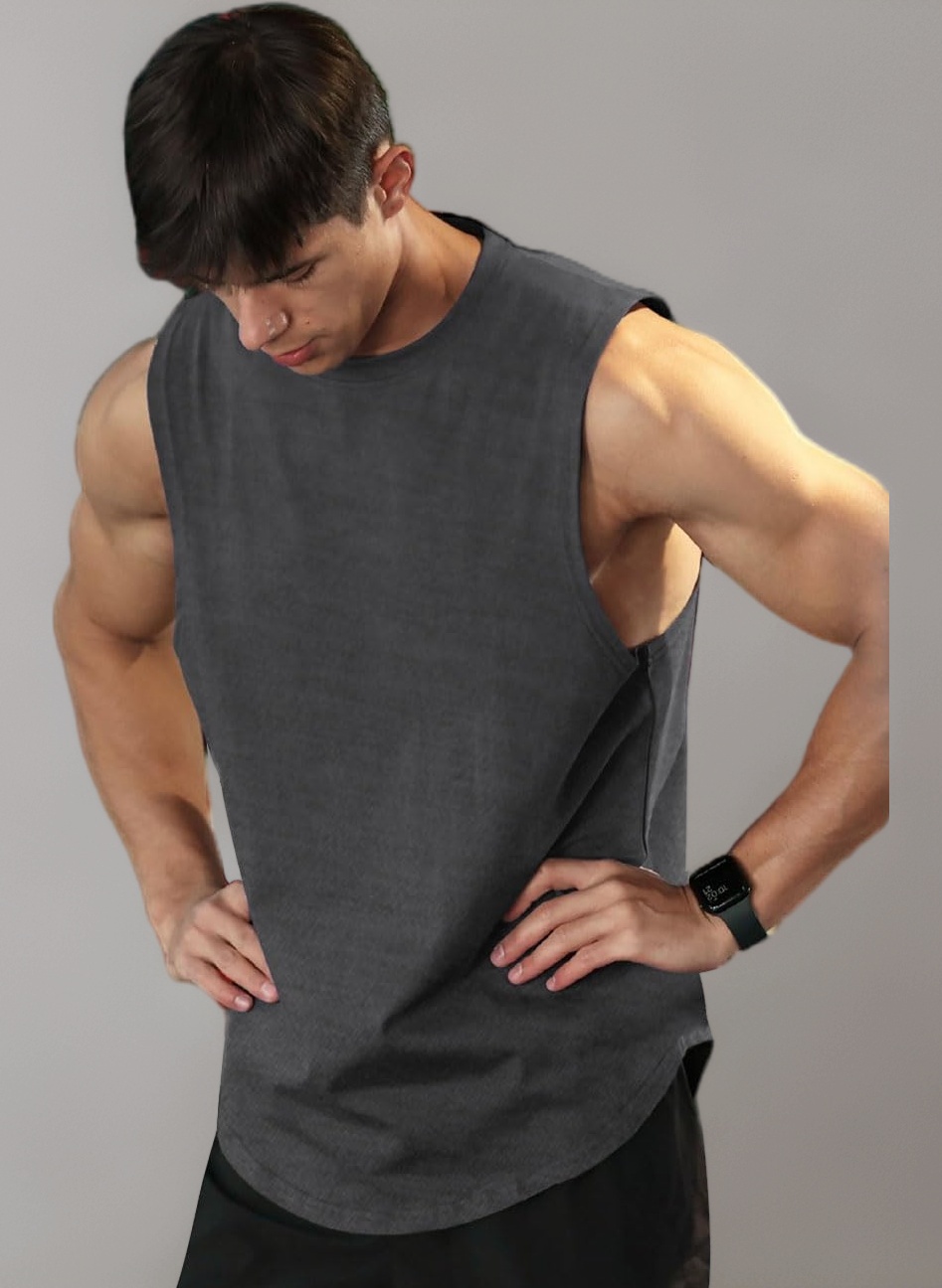 Men's Athletic Tank Tops Vest Workout Bodybuilding Workout Gym Shirts Cotton Cut Out Sleeveless Muscle Tees