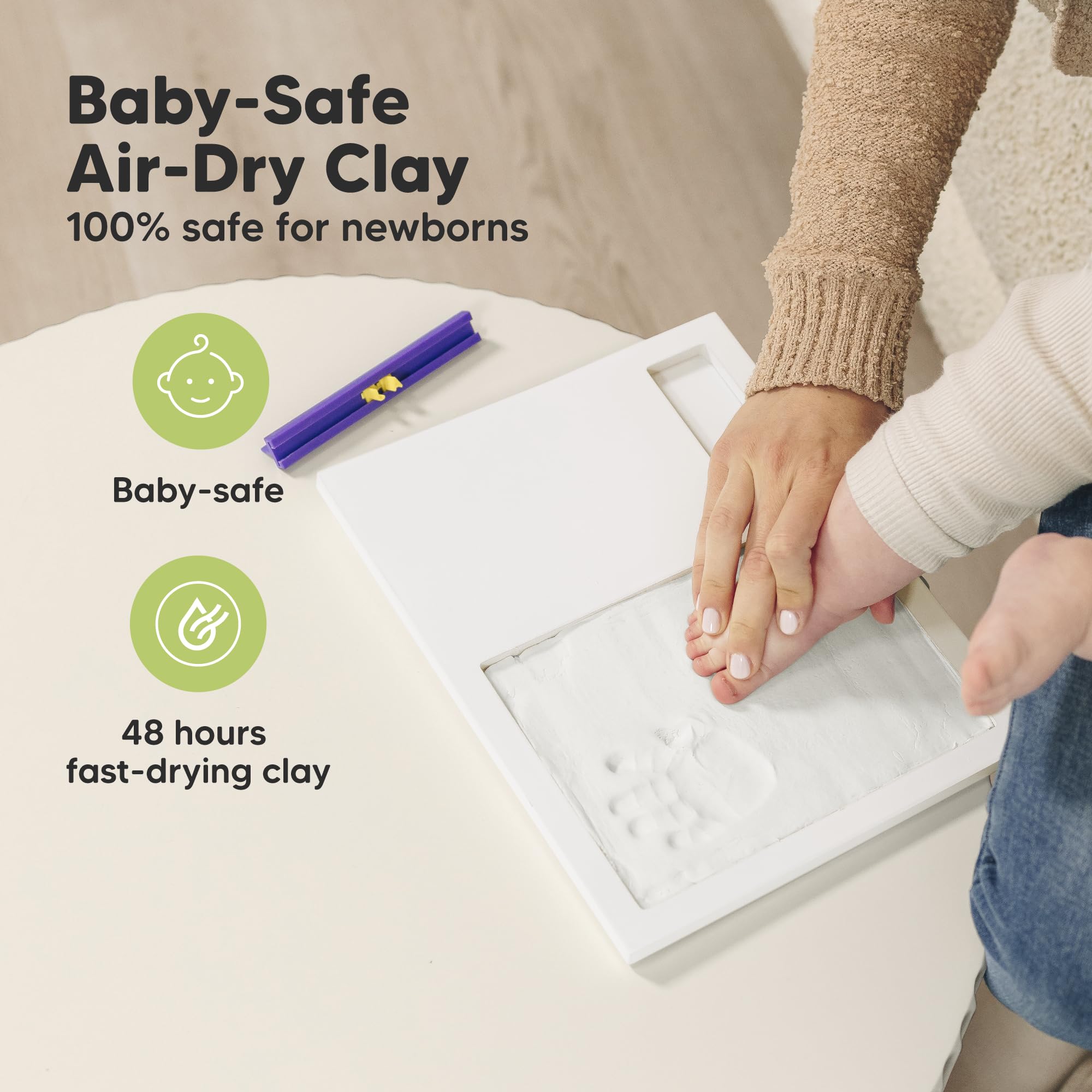 KeaBabies Personnalisé Kit d'empreintes de mains et pieds - Décor de chambre d'enfant imprimé mains et pieds - Kit d'impression de cadre photo pour bébé (Alpine White)
