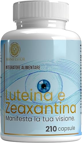 Luteina e Zeaxantina 210 Capsule Alto Dosaggio – Integratore per Vista e Benessere Oculare con Mirtillo Nero, Vitamine A C E, Zinco e Acido Ialuronico – 7 Mesi di Assunzione – Capsule Vegetali Generico - integratore