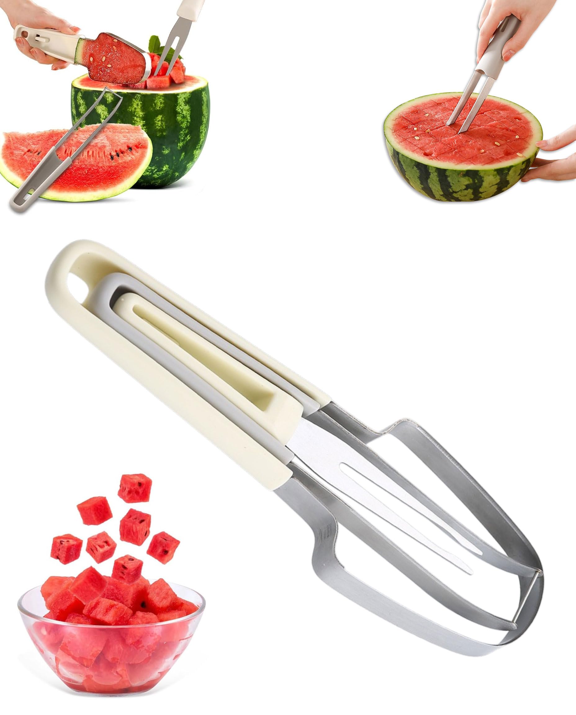 Cuchillo de Fruta, Cuchillo para Cortar Frutas Acero Inoxidable, Herramienta de Cocina para Sandía, Melón, Papaya, Fruta del Dragón, Uso Doméstico Cocina