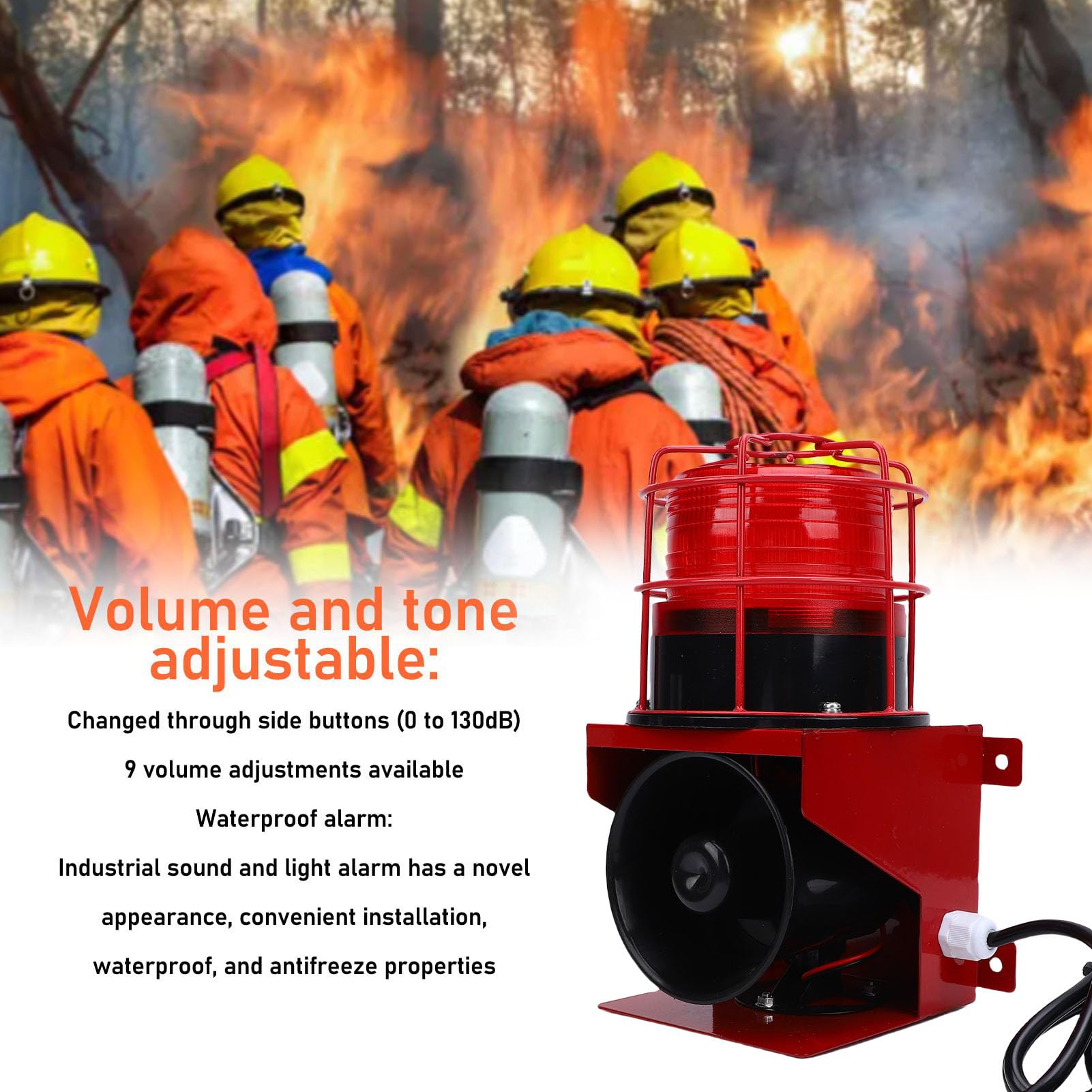 VBESTLIFE Alarma de Sirena Industrial de 120dB con Luz Estroboscópica LED, Bocina Impermeable IP55 para Maquinaria Portuaria de Cantera y Minería (Enchufe de la UE)
