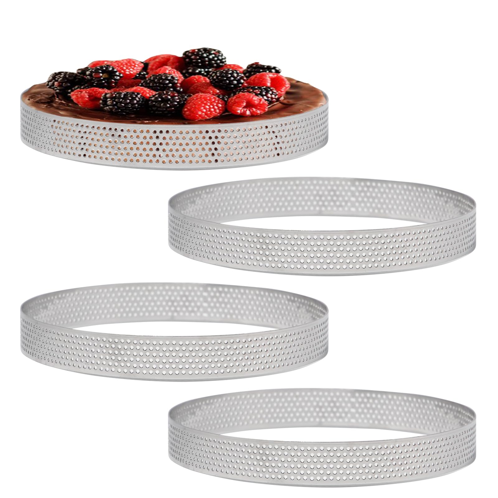 Pilikoll 4 Pcs Ø15cm Perforated Baking Ring Set for Baking Dessert Ring DIY — image 1