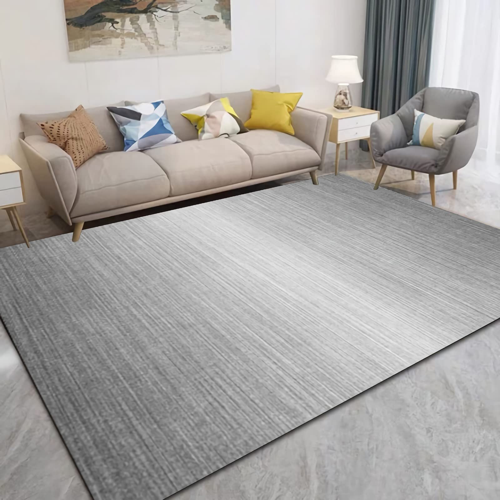 Vorleger Teppich Flur,Graues schwarzes gestreiftes Steigungs-Design Teppich küchendeko,Teppich dünn 140x200cm