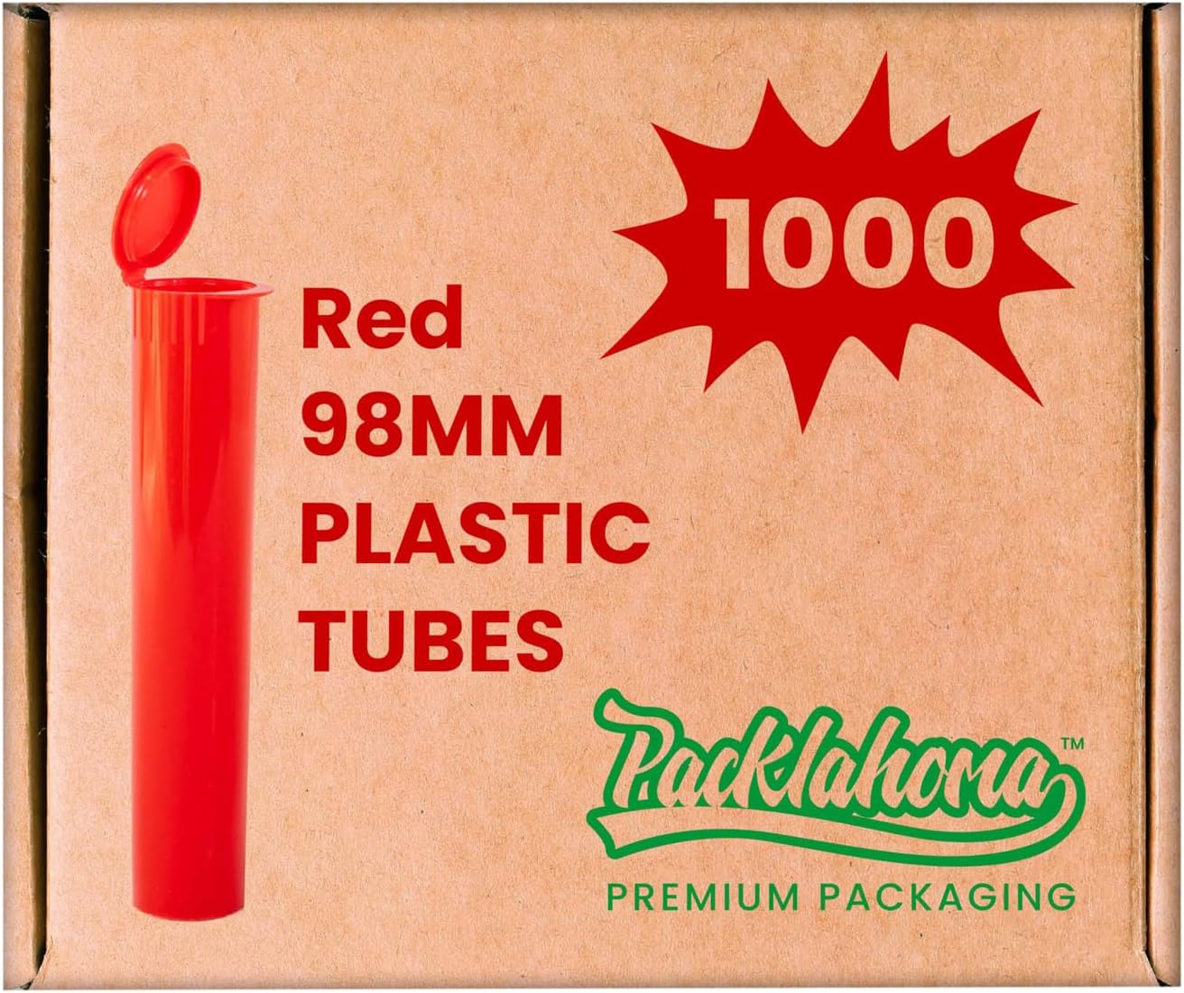 98mm Pop Top Tubes Red 1000 Qty. (Red)