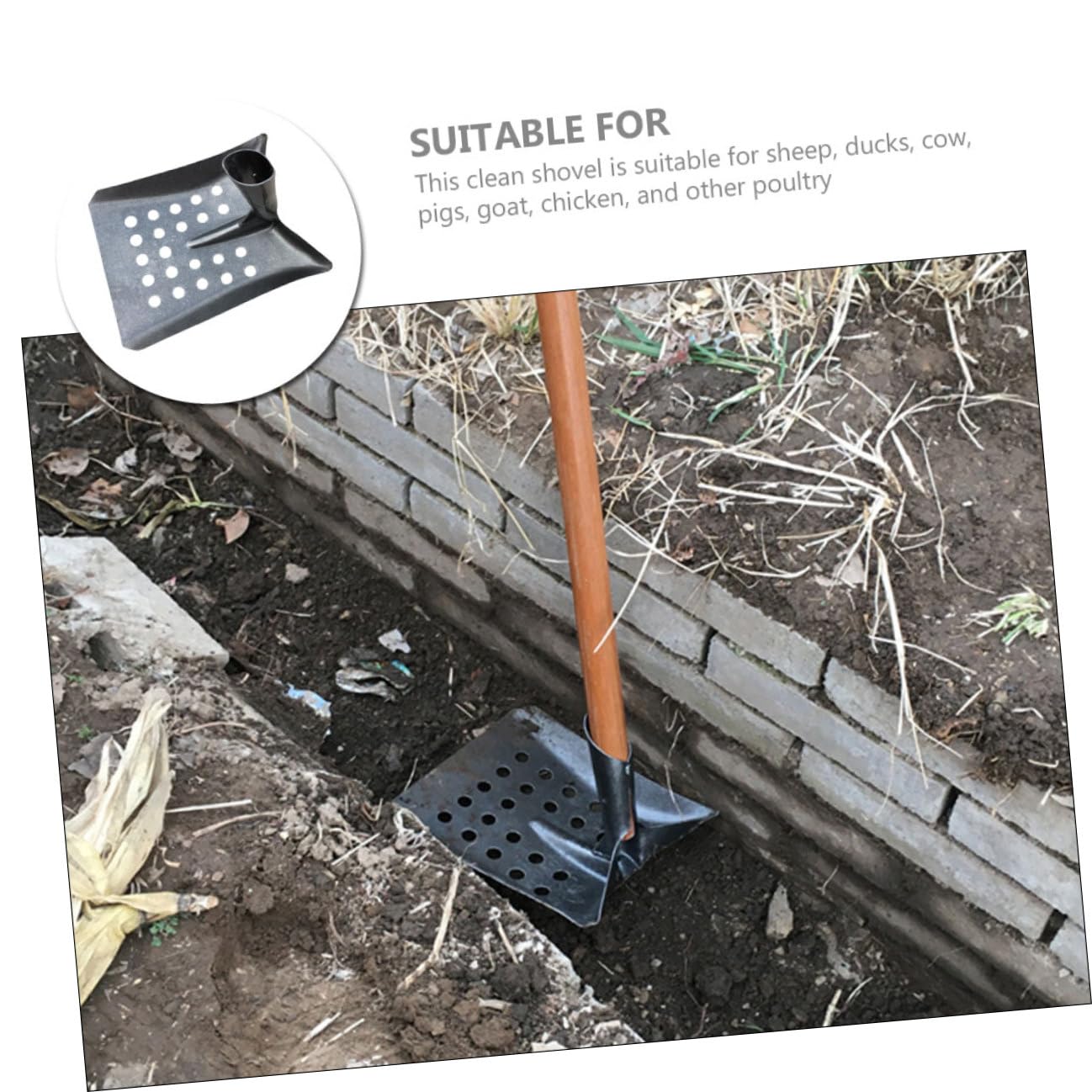 Homoyoyo Metallene Exkrementschaufel mit Flacher Spitze Robuste Gartenschaufel für Einfache Reinigung im Außenbereich Vielseitige Schaberschaufel aus Schwarzem Metall