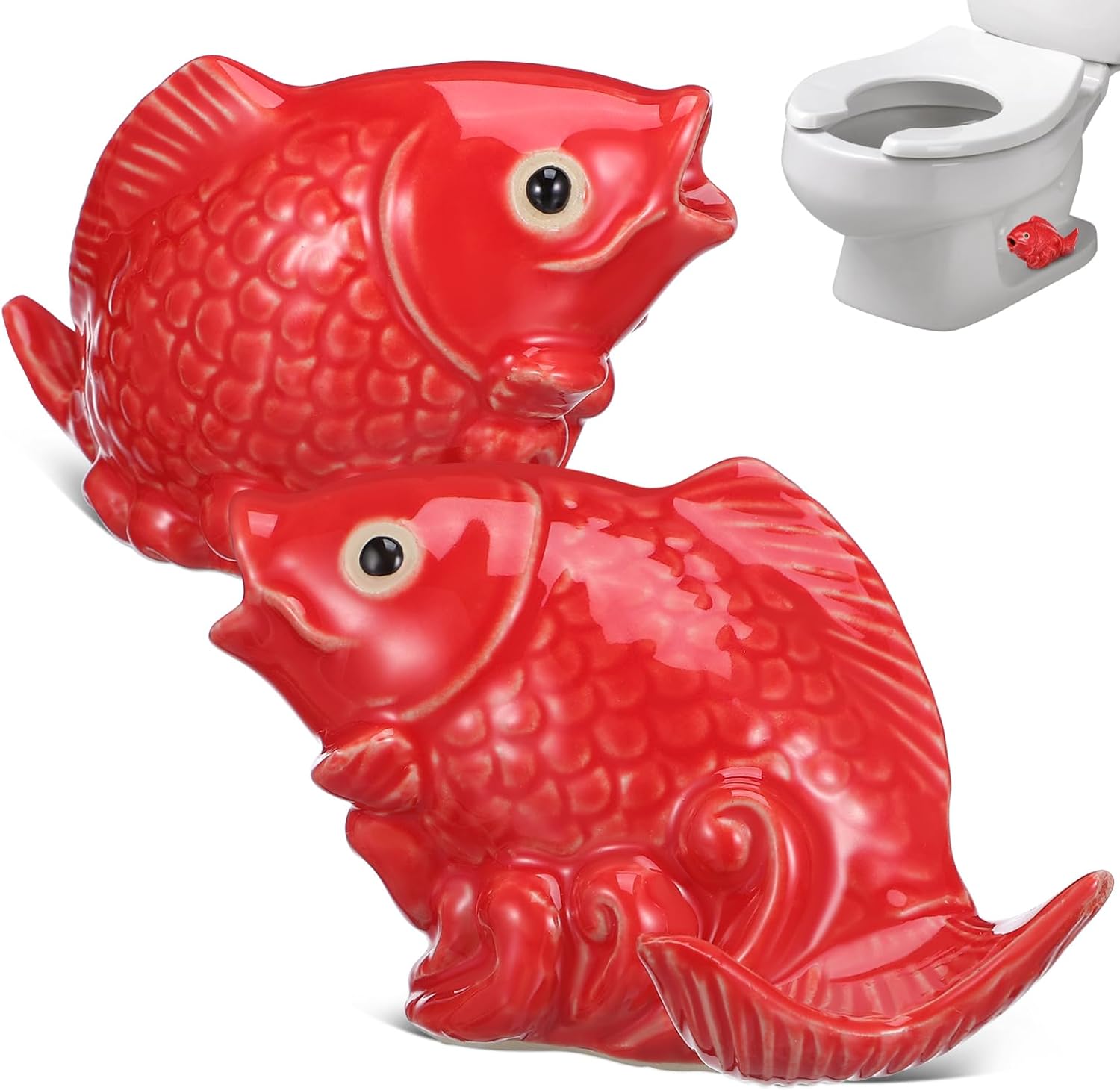 jojofuny 2pcs Carp Toilet Bolt Caps Cute Decorative Covers for Toilet Base Elegant Ceramic Accessories for Bathroom Decor Easy to Clean Install