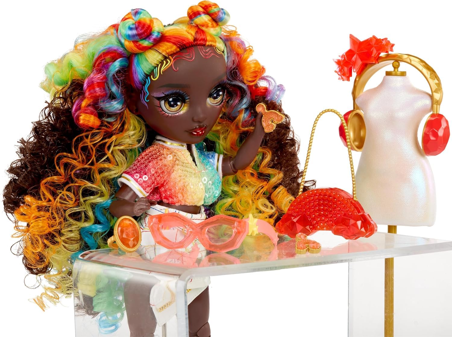 Rainbow High Creative Crystals Iris, Rainbow 28 cm Fashion Doll with Crystal Accessory Make It Kit, Ring for You DIY, Crafts - Image 4