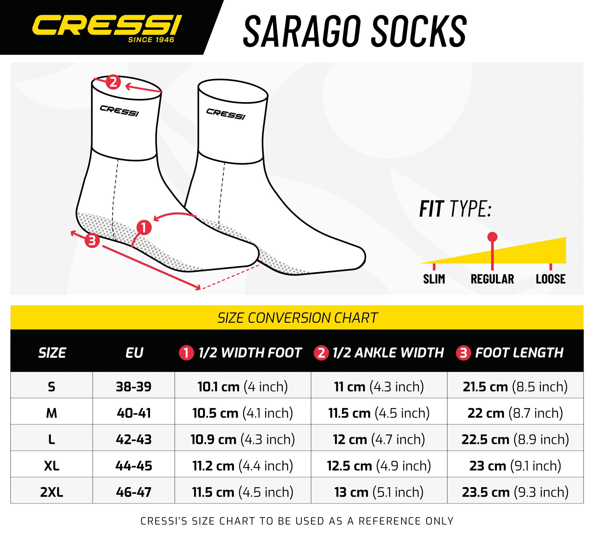 Cressi Sarago Socks - Calzari Immersione e Apnea in Neoprene Stretch 3 o 5 mm, Unisex Adulto