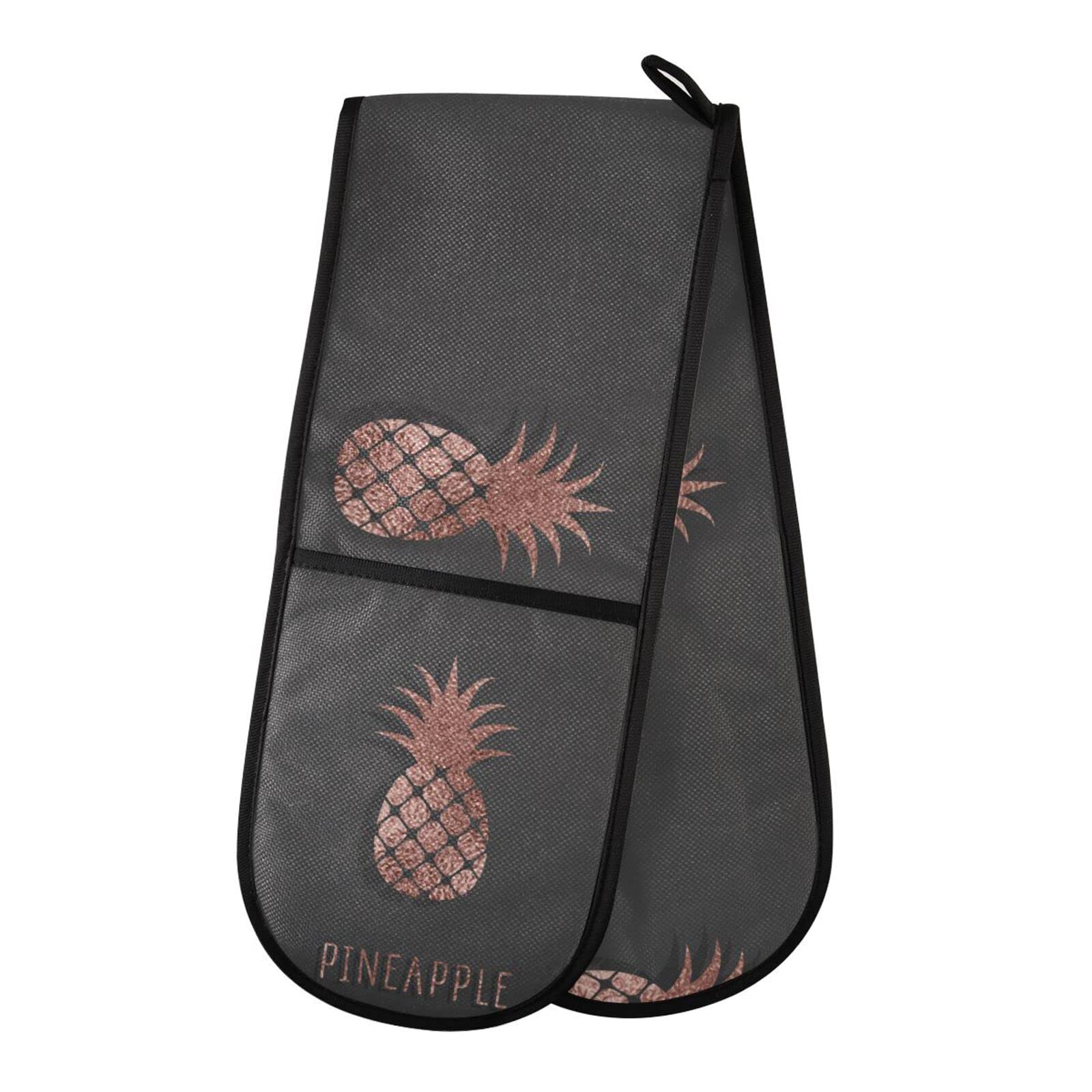 Double Oven Glove Summer Fruit Pineapple Heat Resistant Double Ovens Mitt Modern Cooking Gloves Potholders