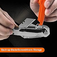 Vista 6 de Cuchillo utilitario premium, cortador plegable retráctil para cuchillos, cuchillo de afeitar de hoja de cambio rápido con 3 cuchillas adicionales, 2