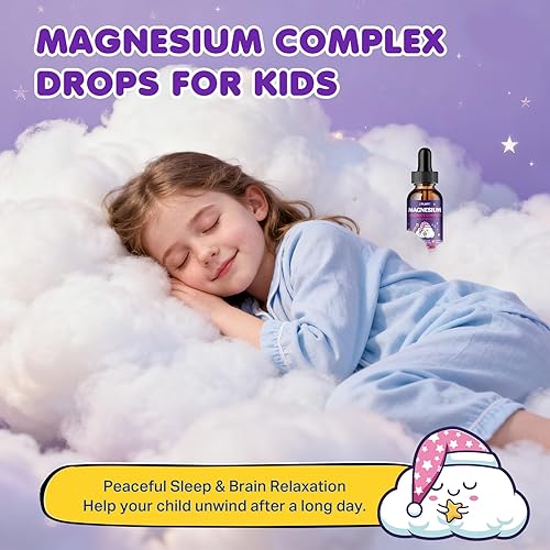 Miniatura 2 de Magnesium Glycinate Liquid for Kids - Magnesium Bisglycinate Drops with L-Theanine, Chamomile & Vitamin B6, B12, C, D3 for Sleep, Relaxation, Immune