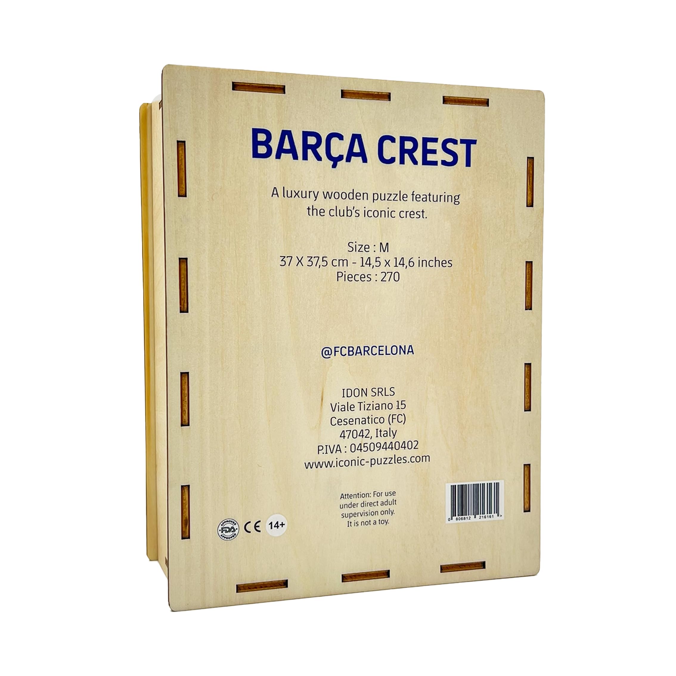 Iconic Puzzles - Logo Barcelona, Oficjalny produkt, drewniane puzzle dla dorosłych i dzieci, 100% zrównoważone drewno, L, 500 sztuk
