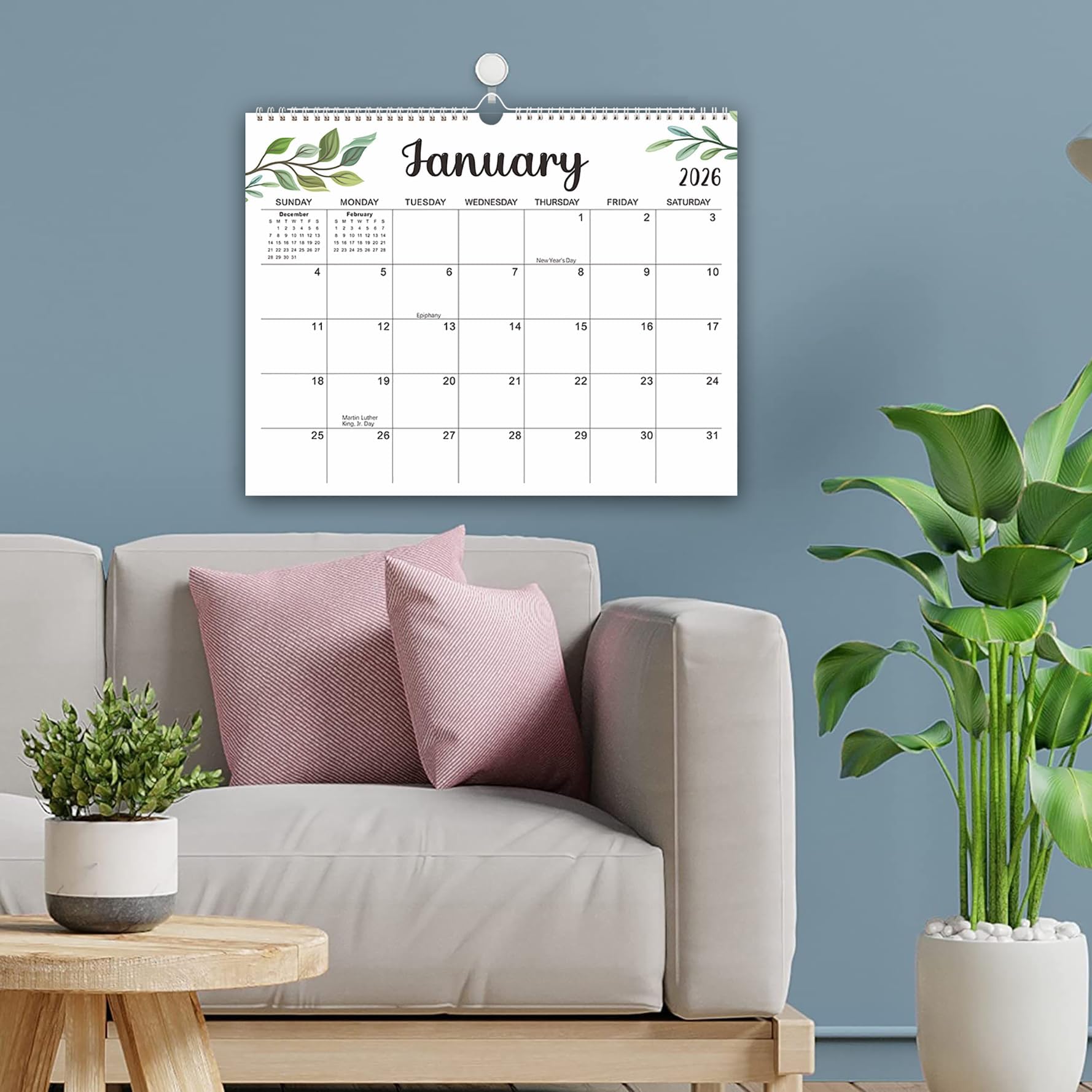 Wandkalender 2025-2026, 18 Monate Akademischer Kalender, Juli 2025 - Dez. 2026, 37,5 cm × 29,8 cm, Monatskalender zum Aufhängen an der Wand, mit dickem Papier für Büro, Zuhause
