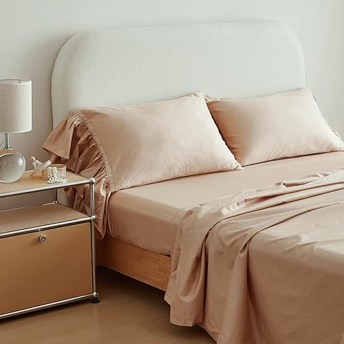 Miniatura 6 de Simple&Opulence Juego de sábanas 100% de algodón orgánico elegante y desgastado chic (1 sábana encimera, 1 sábana bajera y 2 fundas de almohada con