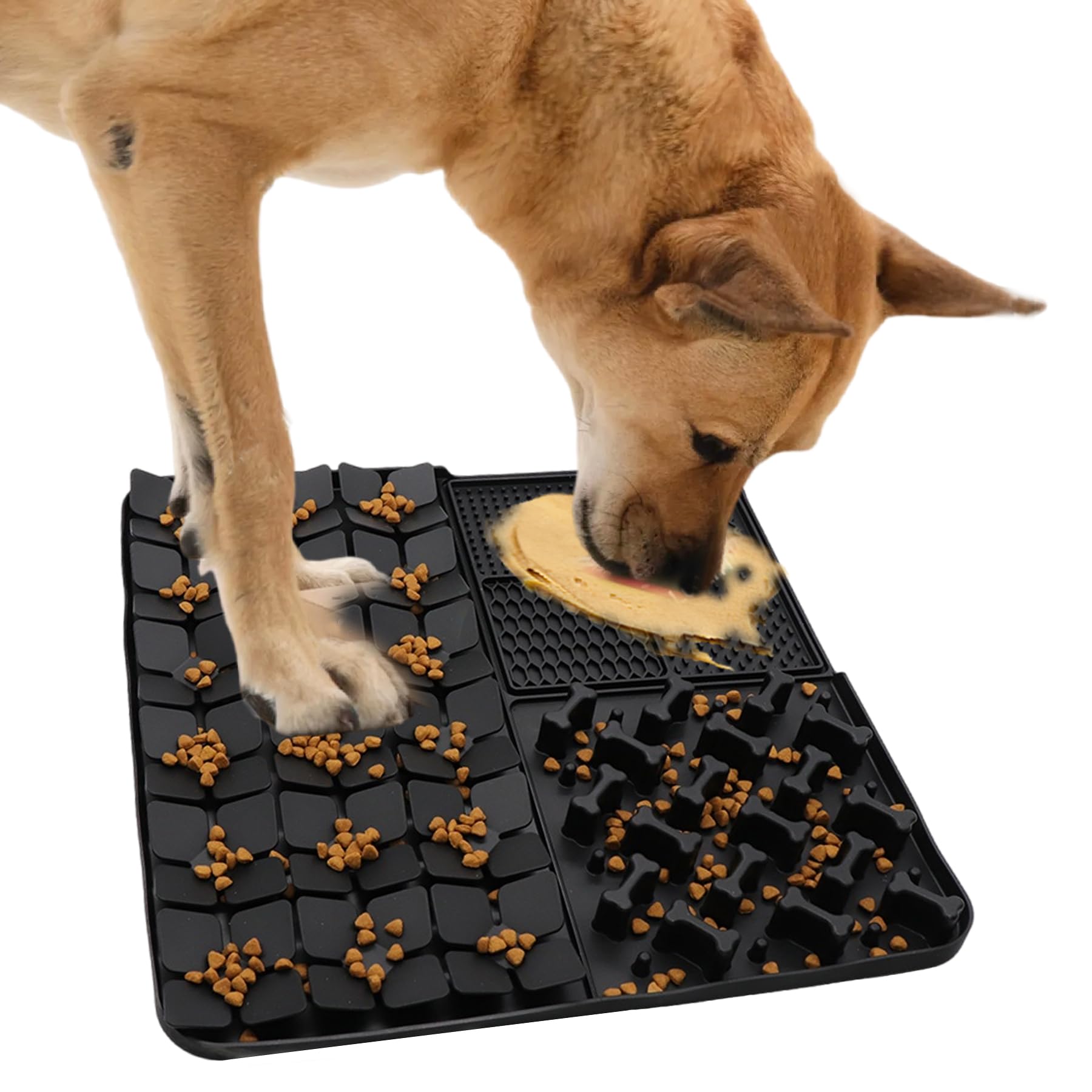 Silikon-Schnüffelmatte für Hunde, langsam füttern, Leckmatte mit Saugnäpfen für langsames Fressen, fördert die natürliche Futtersuche, lindert Stress, Haustier-Schnüffelmatte für kleine