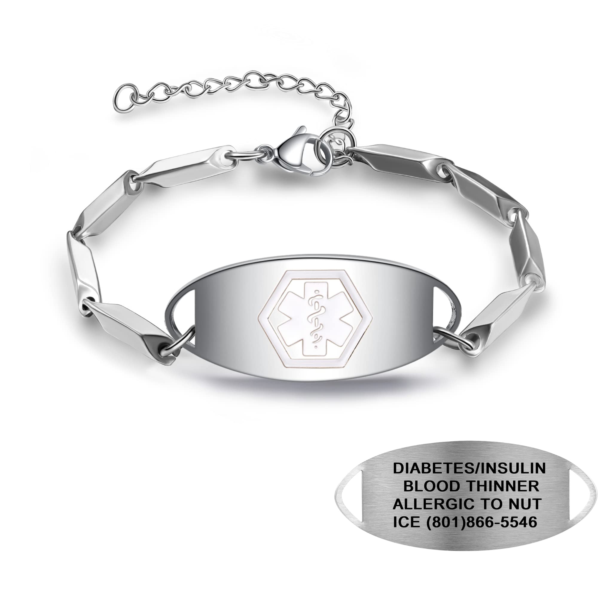 MAXZOOLMedical Alert Bracelets for Women & Men | Engraved Medical ID Bracelet for Men | Stainless Steel Medical Bracelet Adjustable 6.5-8.5 Inches