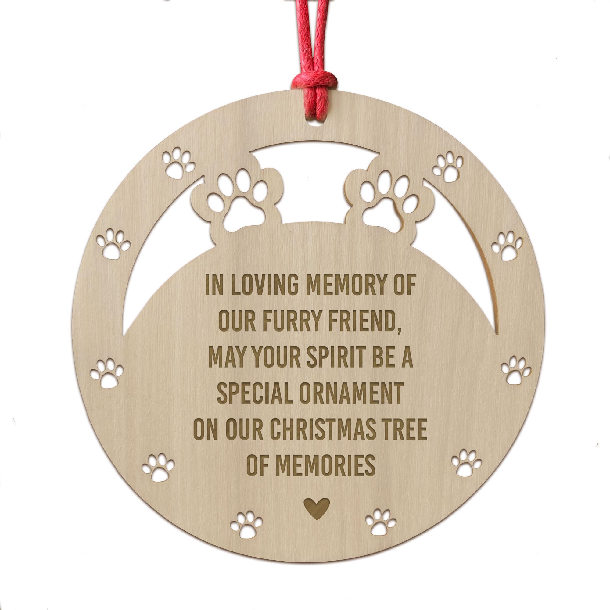 Red Ocean Memorial Christmas Tree Decoration Wooden Hanging Bauble Memorial Bauble For Dog Cat Pet Keepsake