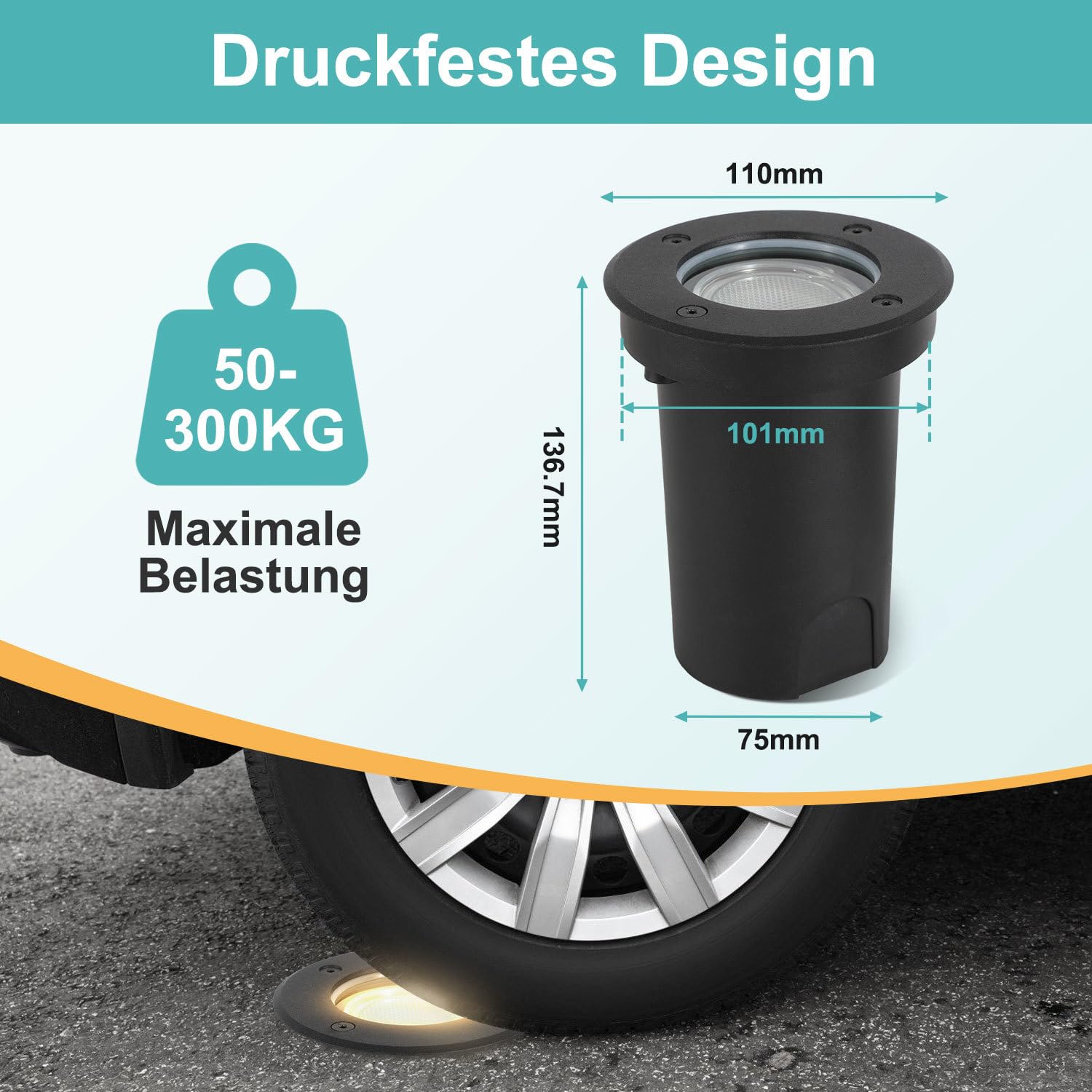 Bodeneinbaustrahler Außen 8er Set, Bodenstrahler schwenkbar | schwarze Bodenleuchten mit GU10 Fassung, IP67, 4000K Neutralweiß, wasserdicht für Gartenbeleuchtung und Gehwegbeleuchtung