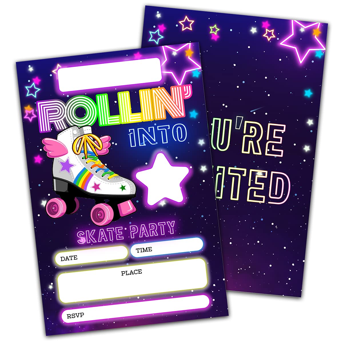 Party-Einladungen Zum 10. Geburtstag – Rollschuh-Thema, 20 Karten + Umschläge, 10,2x15,2cm – Für Jungen & Mädchen