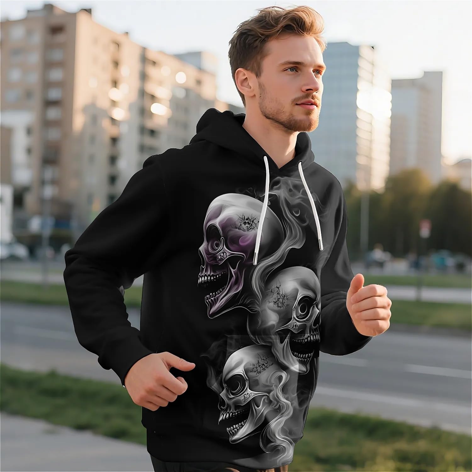 Skull Hoodies for Men Women 3D Graphic Sweatshirts Novelty Pullover Hoodie Funny Hoody Hooded With Pockets