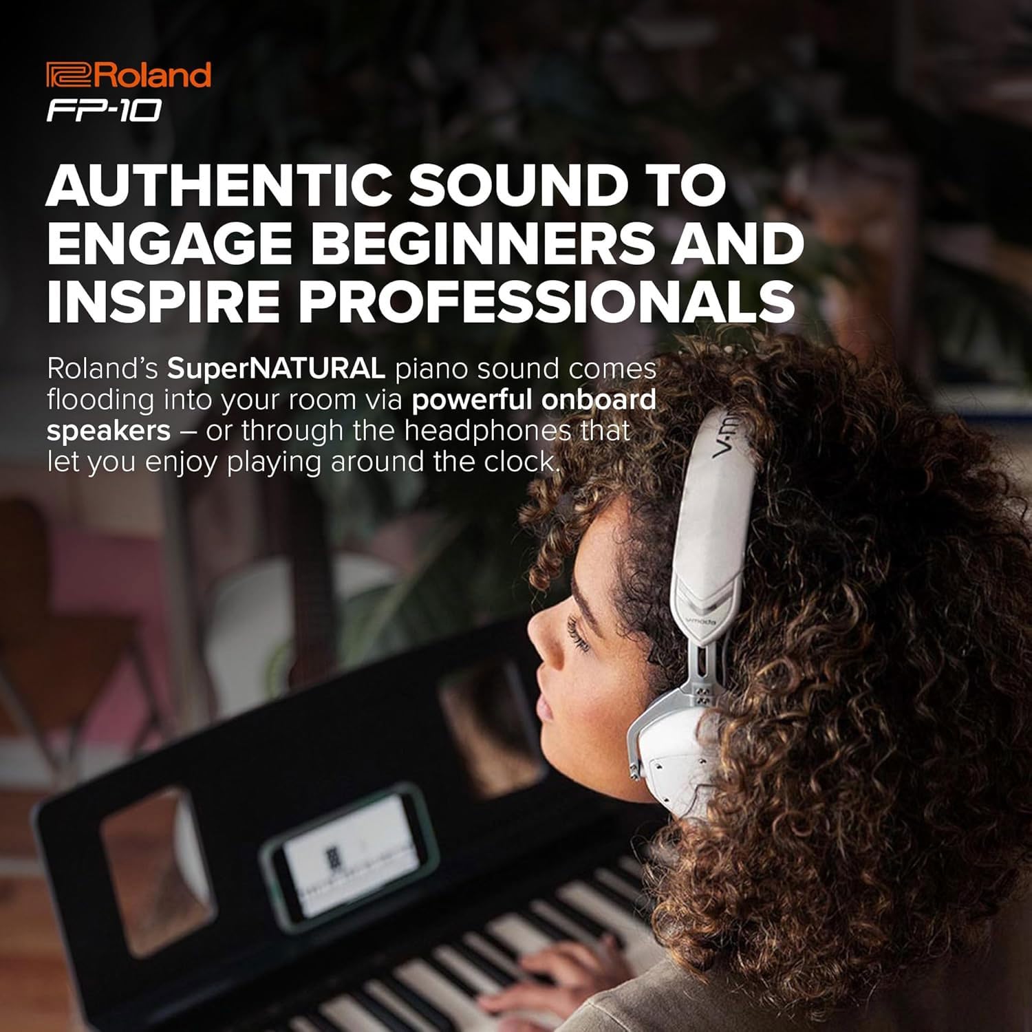 Roland FP-10 Tragbares Digital Piano Keyboard Schwarz mit keepdrum Keyboardständer