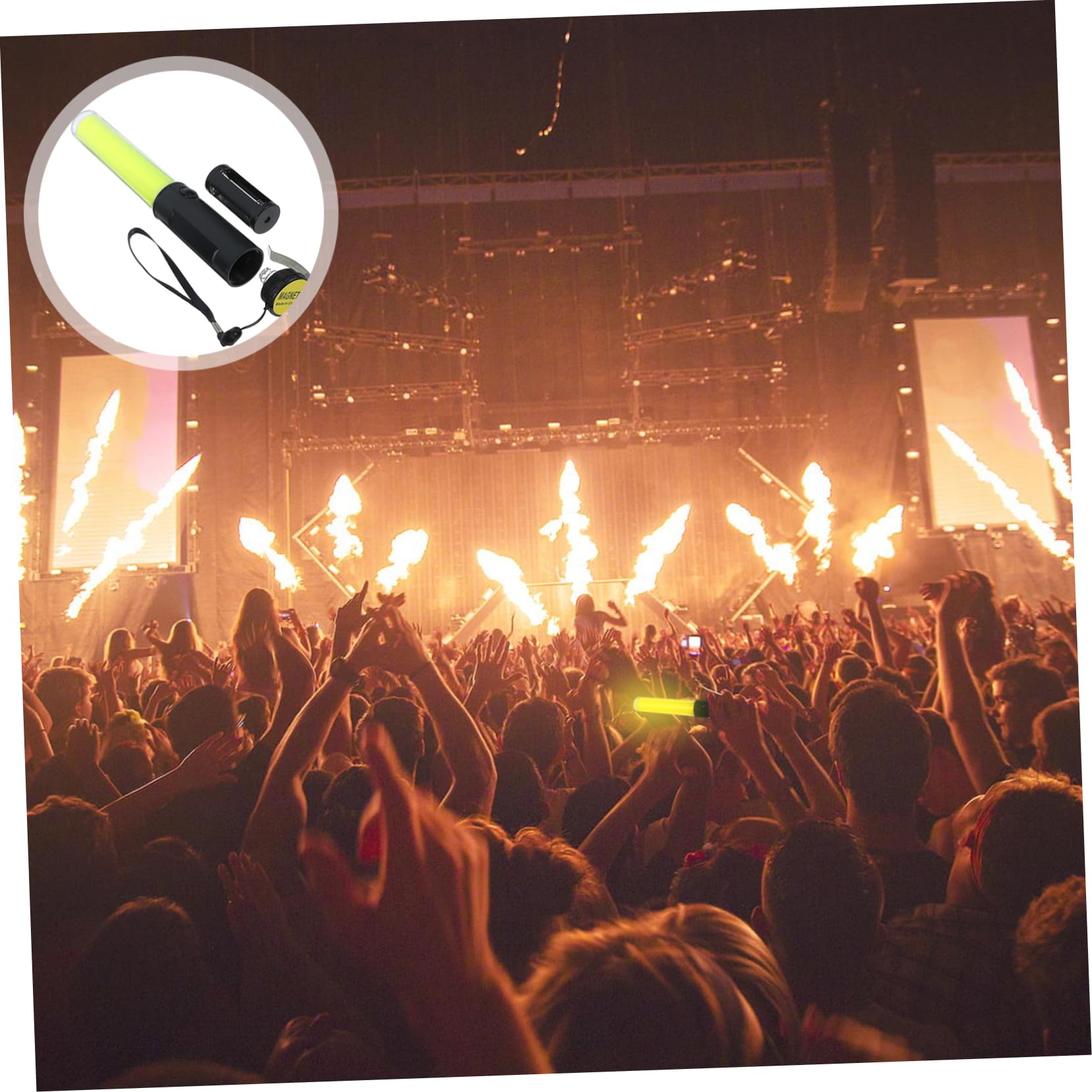 KICHOUSE Barra Luminosa LED Amarilla de 26 Cm, Varita Luminosa Ligera para Conciertos y Control de Tráfico, Palo Fluorescente Portátil para Fiestas y Emergencias