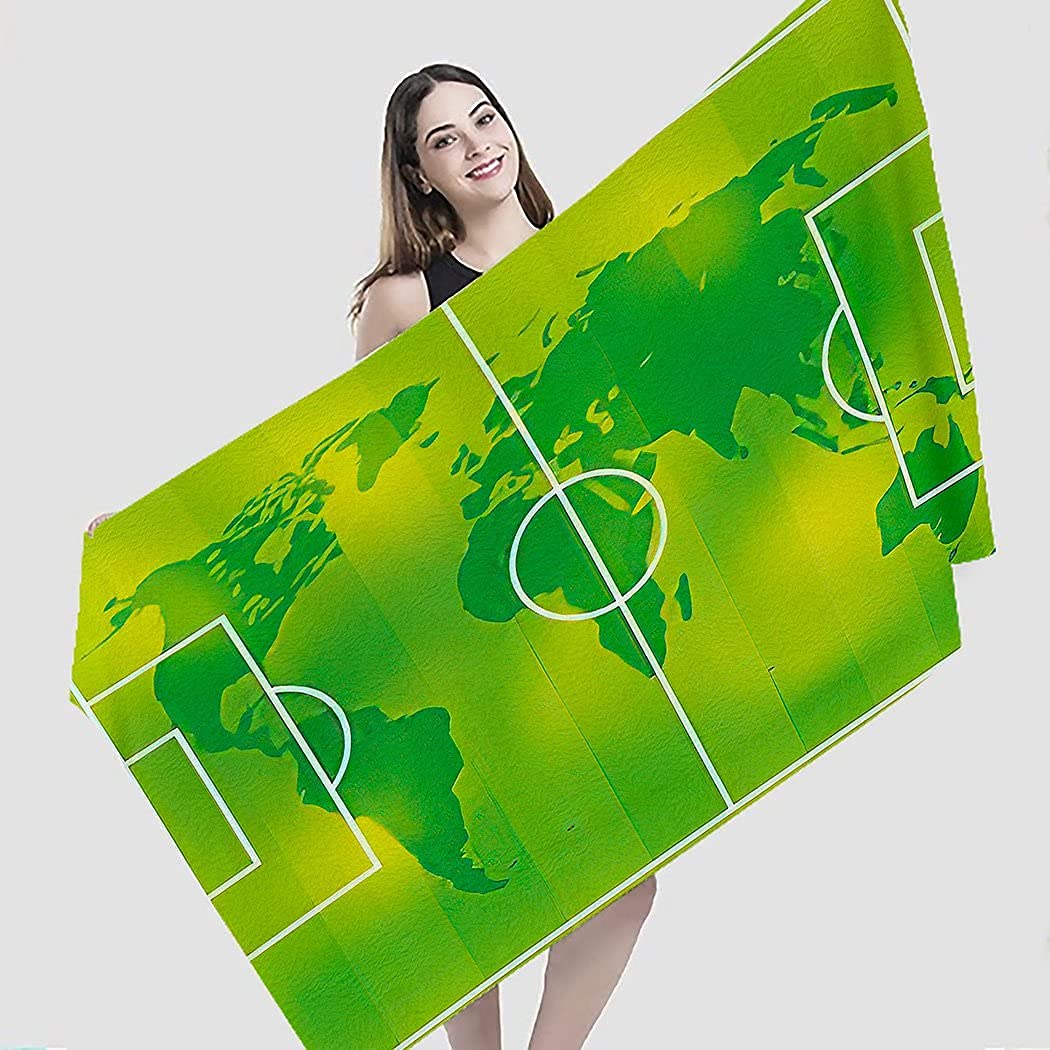 Lsjuee Football Vector Beach Towel Teenager Absorbent Superfine Fiber Beach Towel Blanket Kids for Picnic Tropical Vacations Swimming Hawaii Cruise Other Water Activities Pool 32INx52IN
