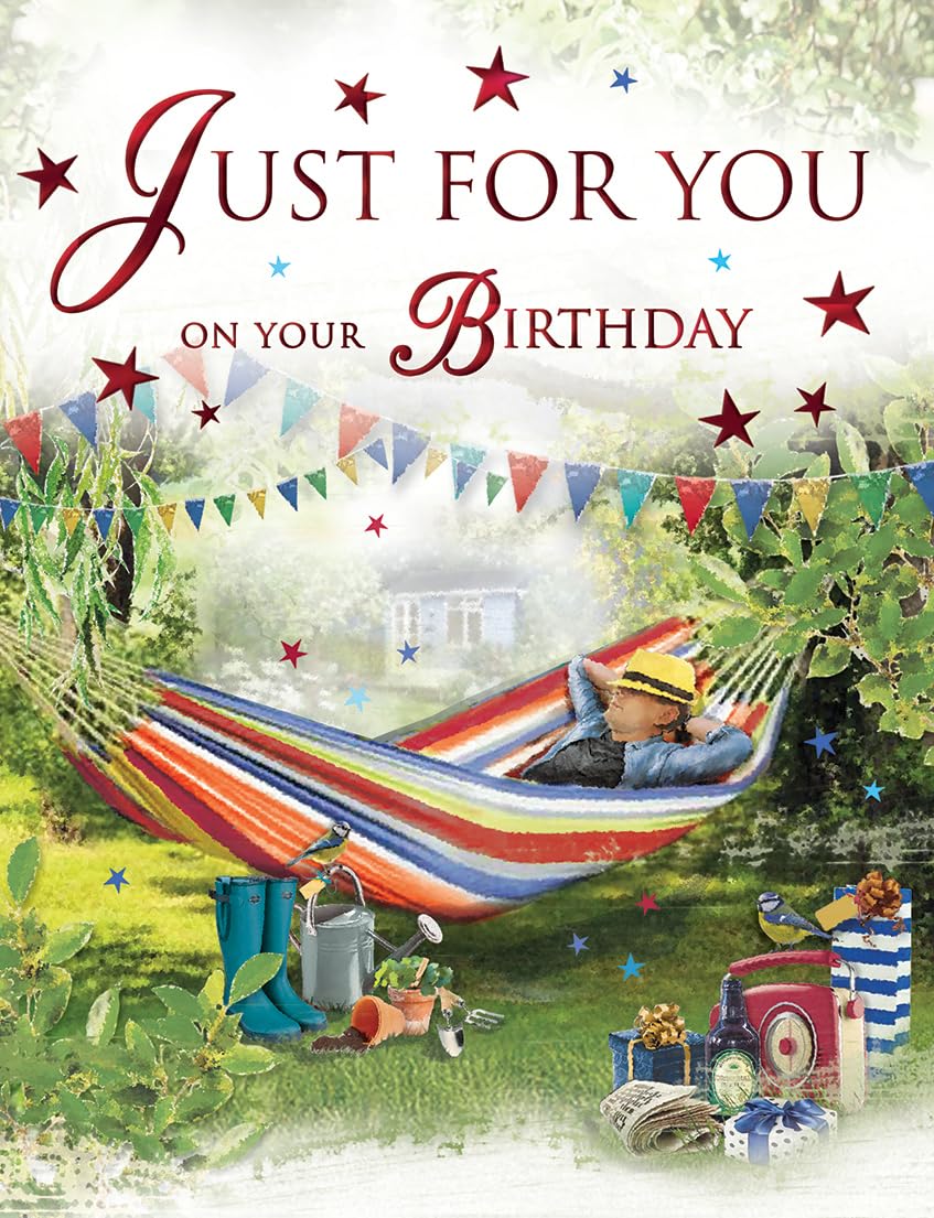 Birthday Card, Just for You on your Birthday Male - 8 x 6 inches - Regal Publishing