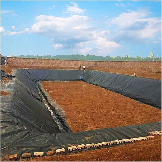 Image Heavy Duty Pond Liner HDPE Weather Resistant Black Large Pond Liner, Swimming Pool Garden Pond (Color : Black, Size : 6x7m)