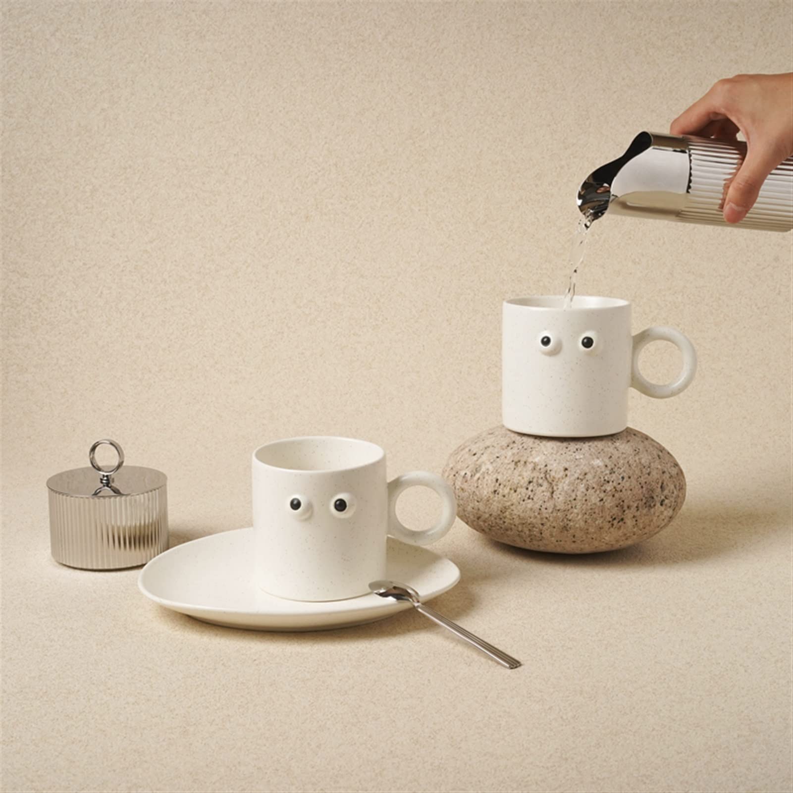 Tazas de Té Taza de la taza de los ojos de la porcelana for el café de la leche de la cafetería de la cafetería de la cafetería creativa del agua de la cafetería divertida for la familia Tazas de Desa