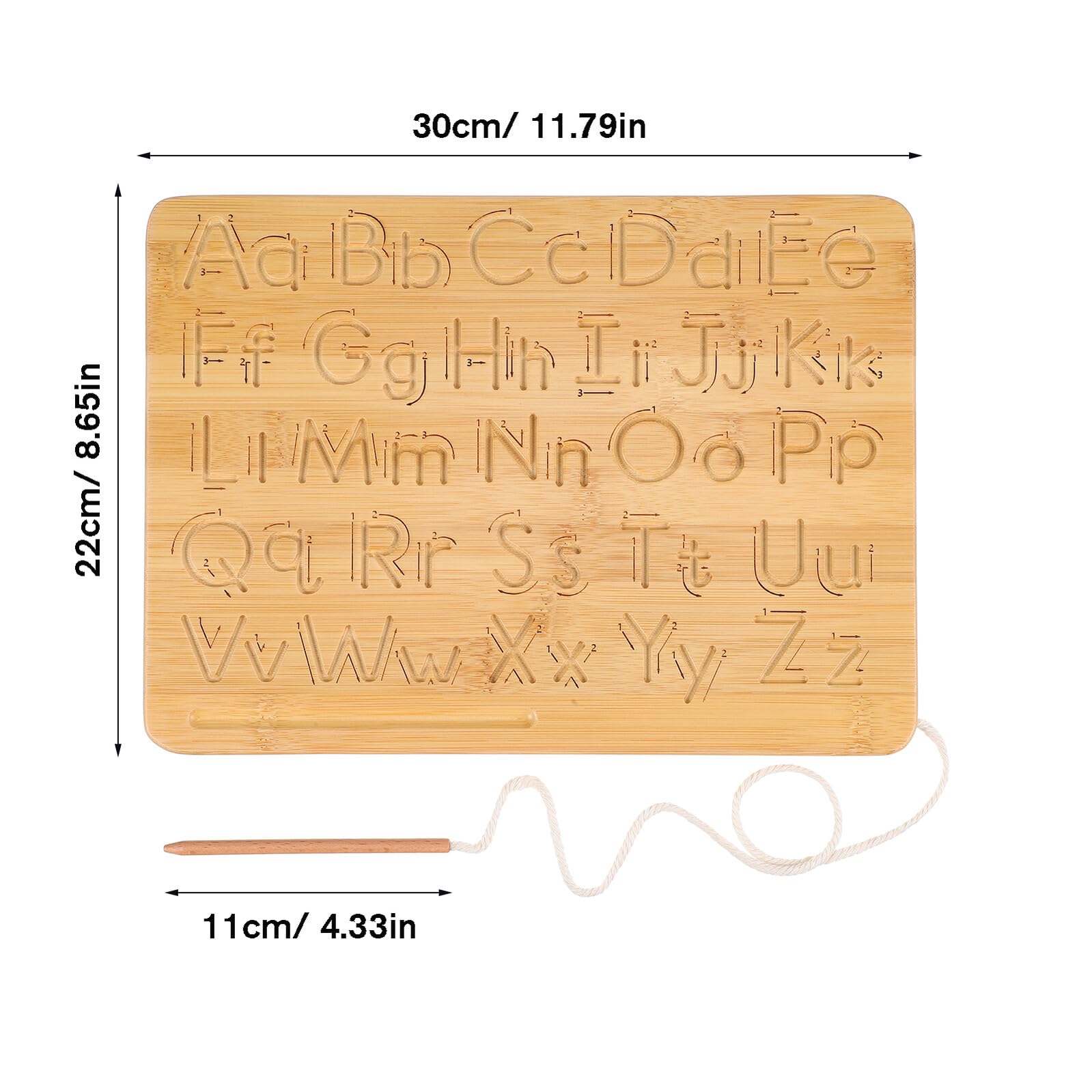 Tablero de Trazado de Letras de Doble Cara en Madera Khaki | Letras del Alfabeto de Madera, Herramienta de Seguimiento de Letras, Decoracion Colegio