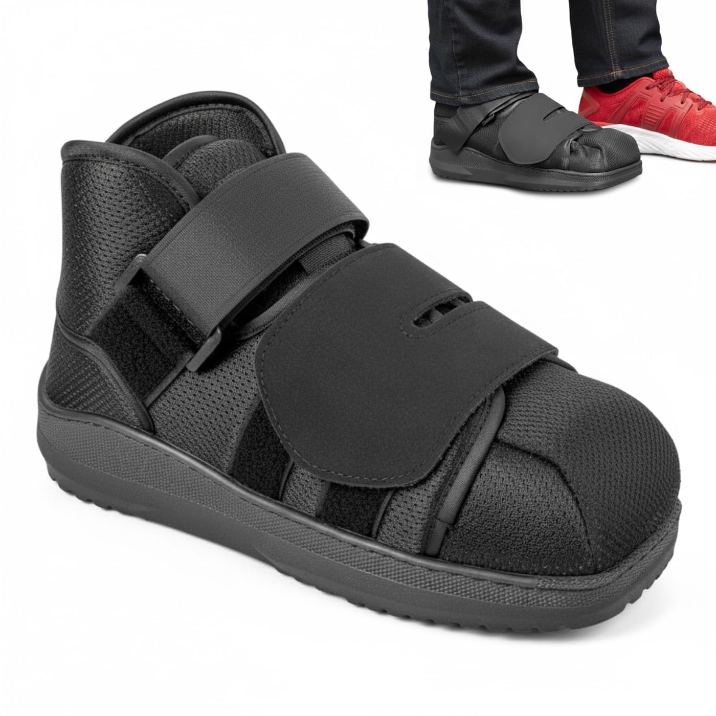 Zapato postoperatorio para fractura de pie, cicatrización de heridas, bota médica con suela de goma antideslizante, soporte para pies para daños en ligamentos: se puede usar con yeso, protege los pies