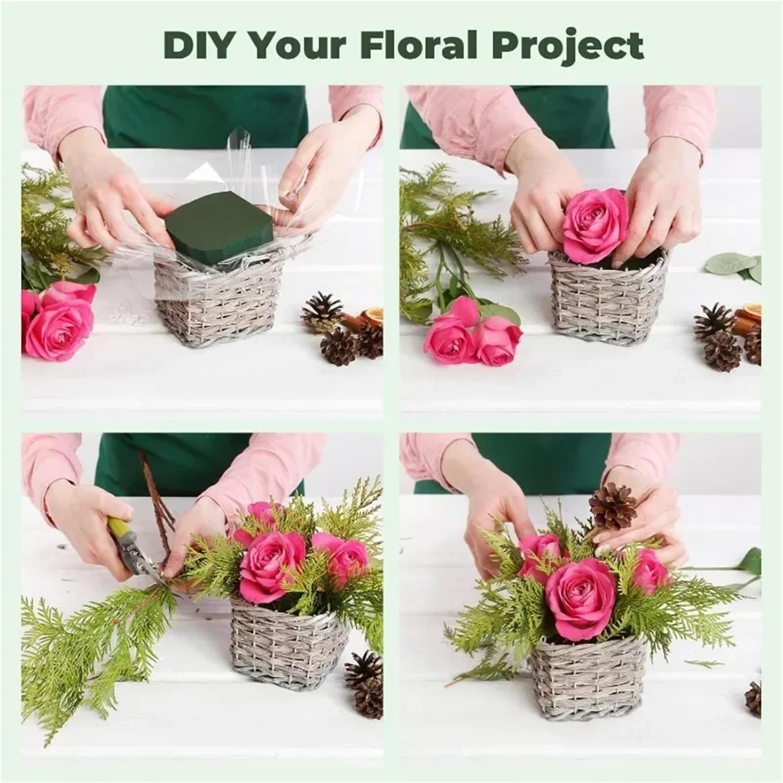 Espuma Floral 1/3/6 piezas de bloques espuma floral húmedos y frescos for decoración arreglos florales bodas, fiestas, ladrillos poliestireno, suministros for el hogar jardín(6PCS)