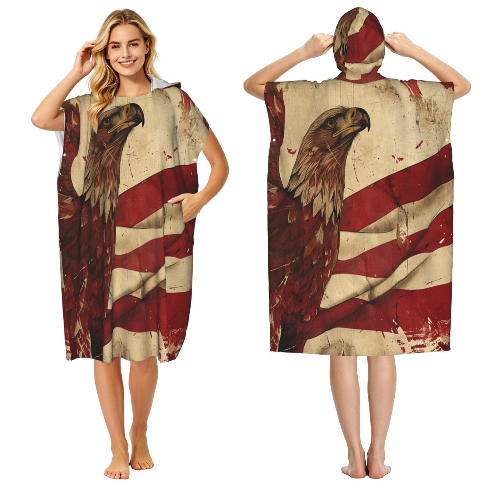 KLGRTJHK Brandenburg State Flag Adult Hooded Beach Poncho Towel 43"X35"