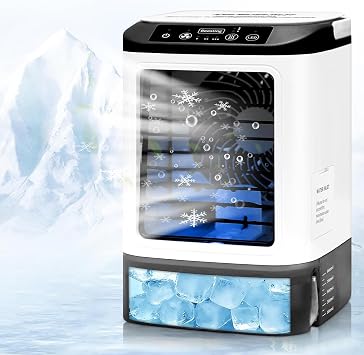 Portable Air Cooler, Evaporative Air Cooler Fan with 900ml Water Tank, 3 Wind Speed, 4-8H Timer & Night Light, Cordless Personal Conditioner Fan for Home, Office, Bedroom