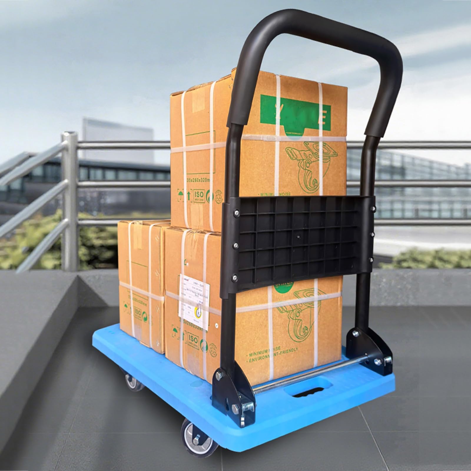 Carrello Pieghevole, Carrello Portatile con Ruote, Carrello Manuale Multiuso per casa, Fabbrica, supermercato, Magazzino (Grigio XL)