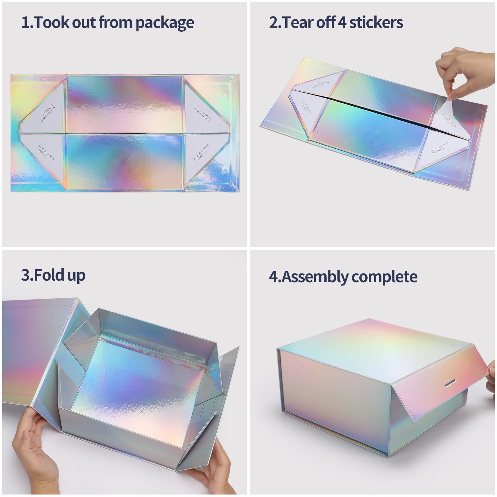monyhorse × VERDY GIFT BOX Amazon.com: Giftgarden 4 Pack 8”x8”x4” Rainbow Silver Gift Boxes