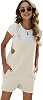 Yeokou Womens Cotton Linen Short Overalls Casual Summer Bib Shortalls with Pockets