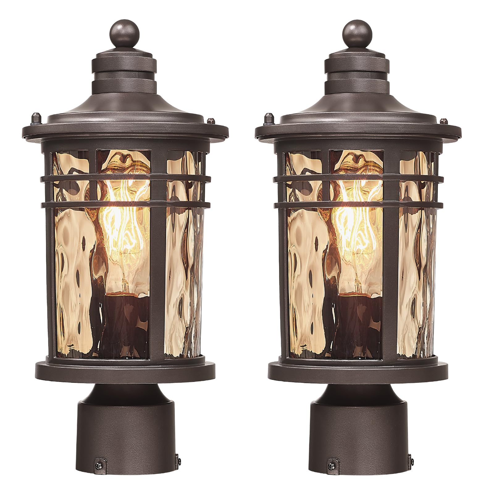 Photo 1 of Darkaway Outdoor Post Light, 2 Pack, Bronze-Amber