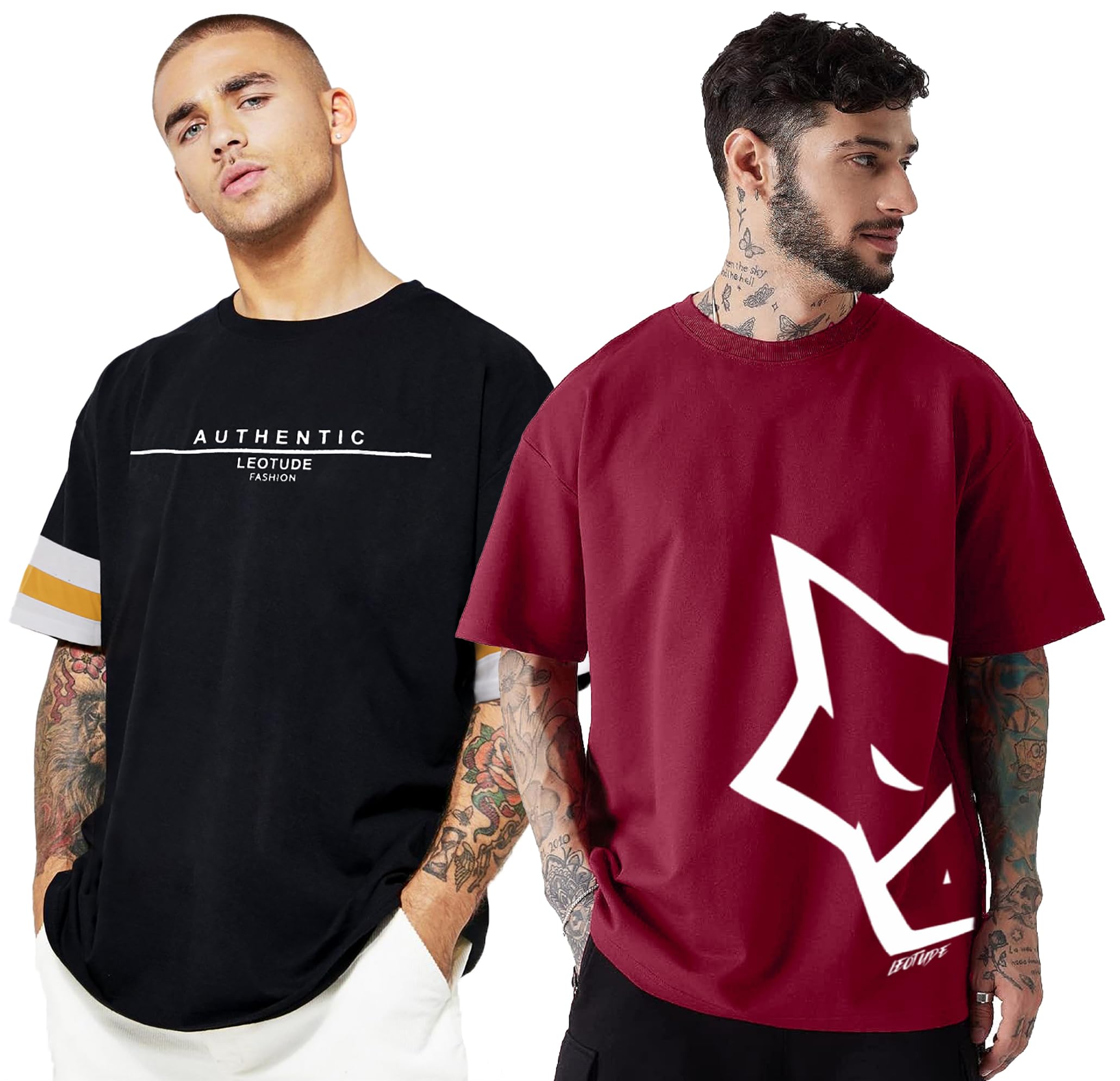 leotude Men's Cotton Oversized Fit T-Shirt-picture-39