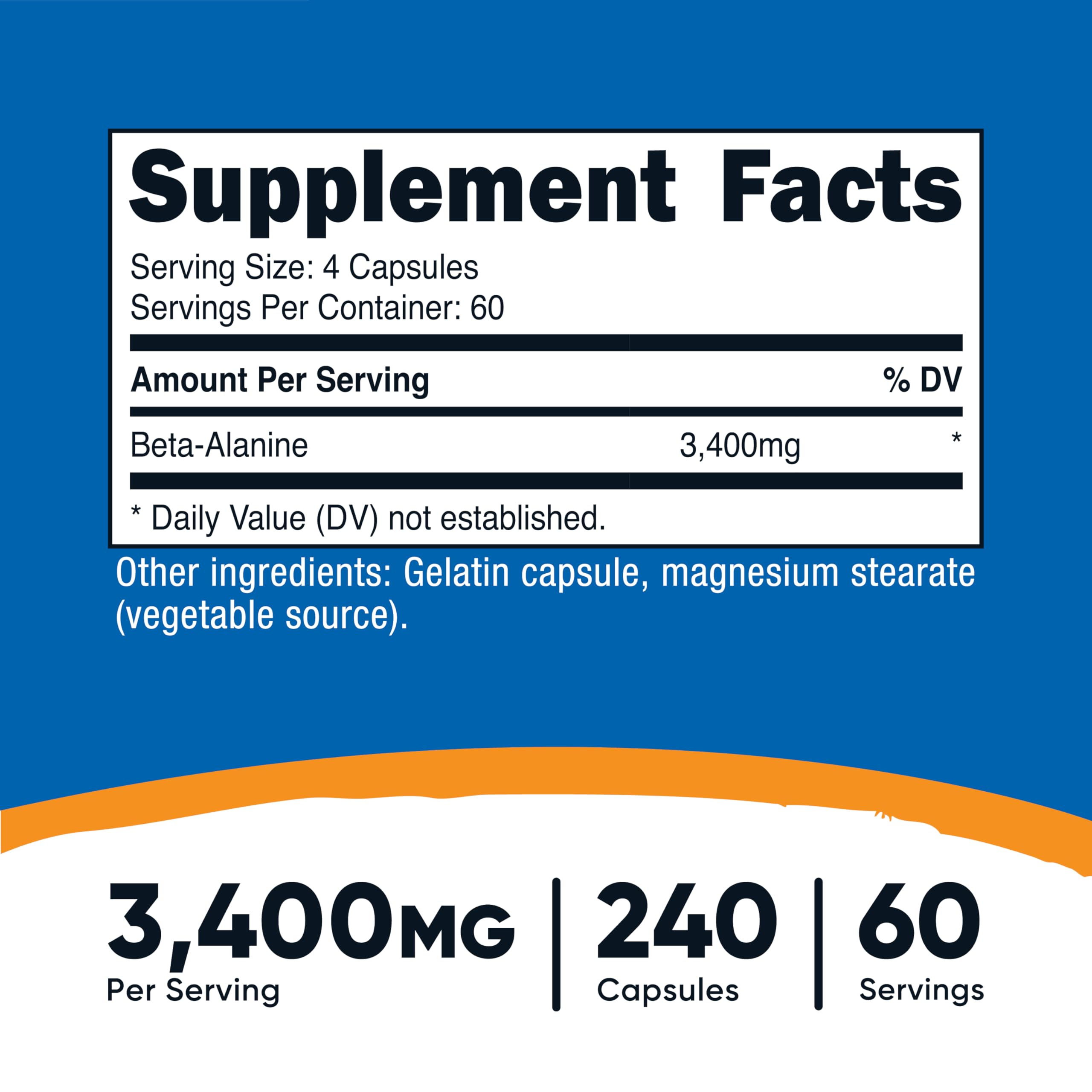 Nutricost Beta-Alanine Capsules 3400mg, 240 Capsules, 60 Servings — Amazon image 2