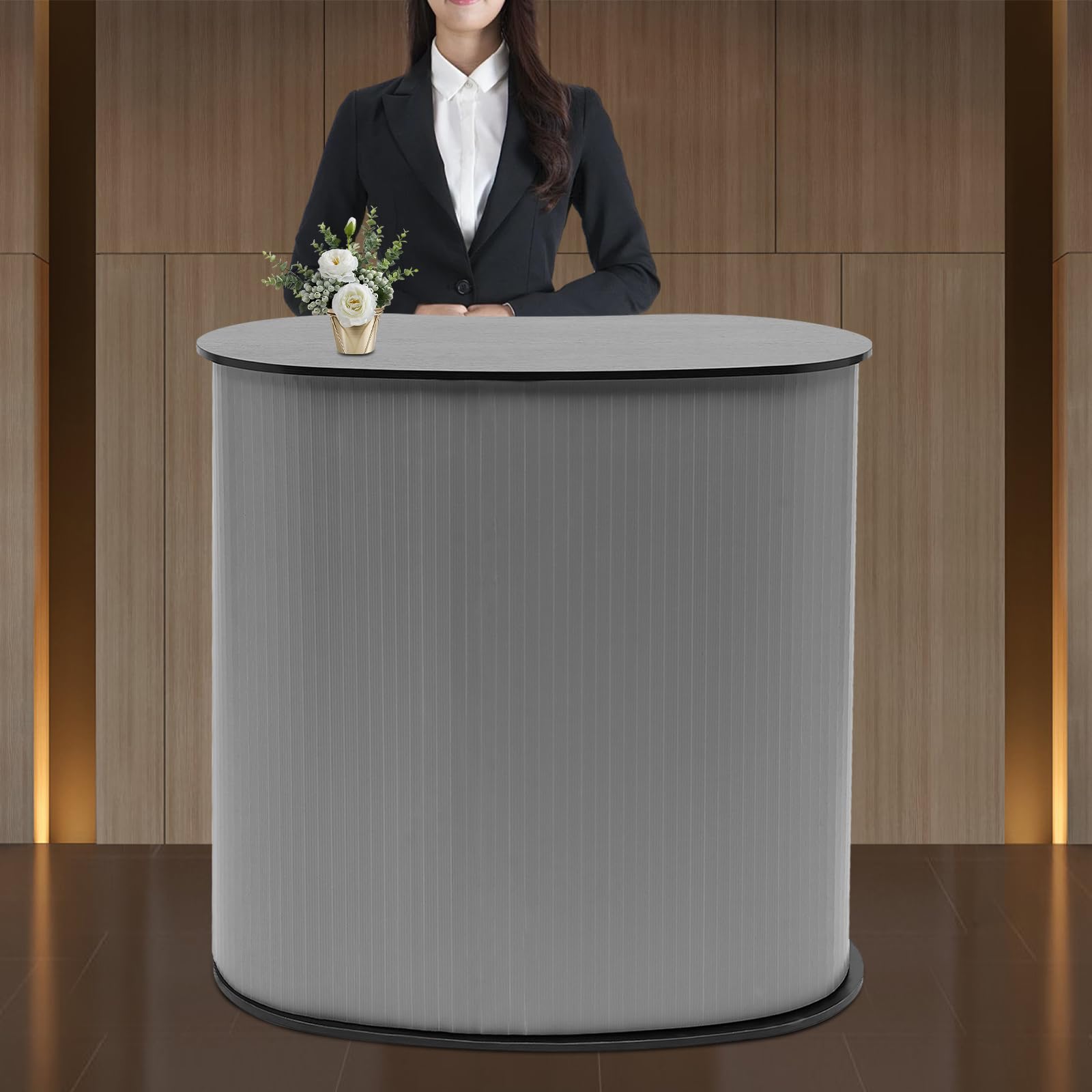 Banco espositivo pieghevole, bancone di accoglienza pieghevole, tavolo da presentazione mobile, con borsa per il trasporto, per salotti, eventi, riunioni di lavoro, 40 x 90 x 90 cm, carico massimo 50