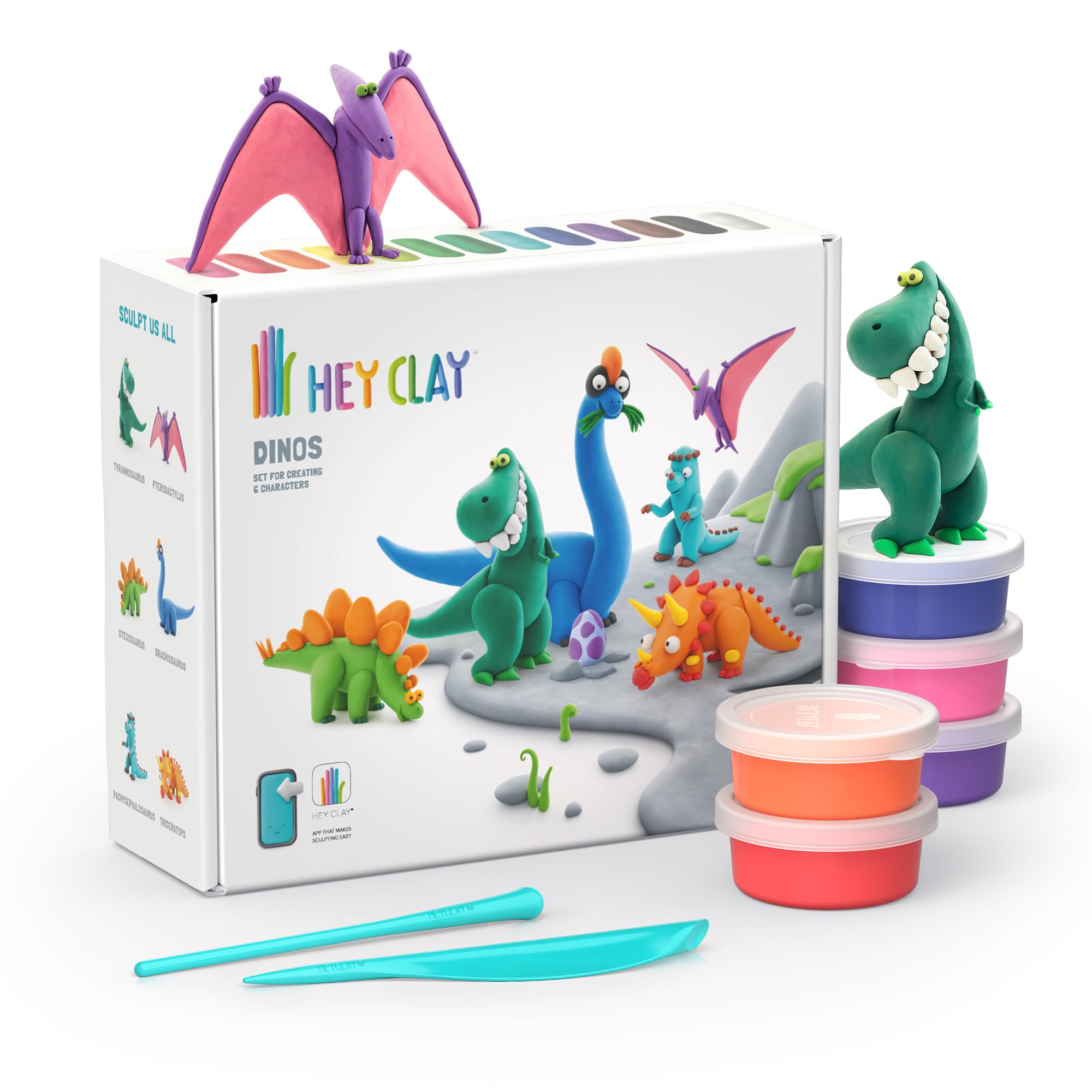 Sponsored Ad – Dinos Set-Colourful Modeling Kids-Air Dry Clay Kit 15 cans and Sculpting Tools with Fun Interactive Instructions App, Multicoloured