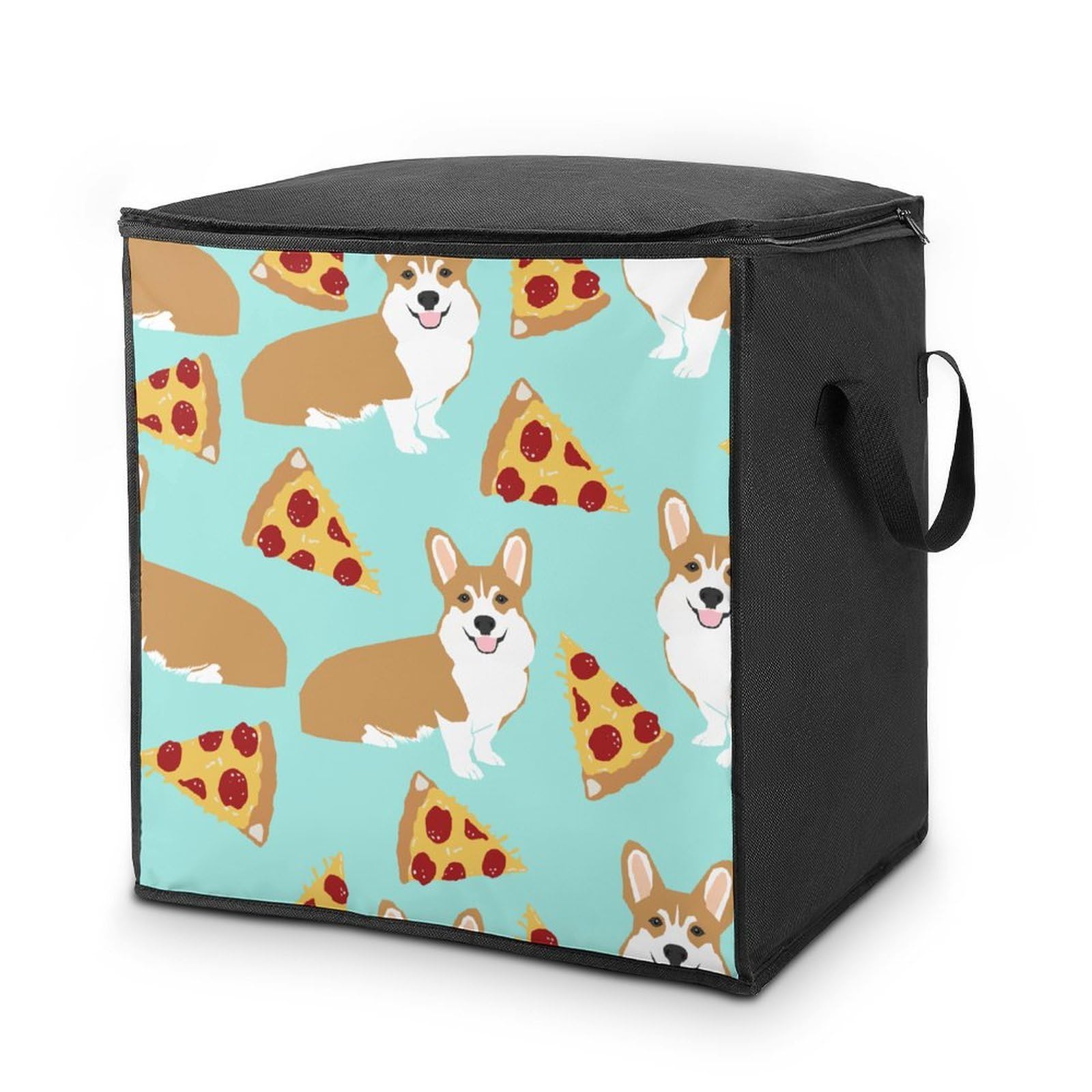 Wlntrophic 70L Storage Bags, Corgi Storage Box with Lid Zipper And Handles, Clothes Bags for Quilt, Blankets, Bedding