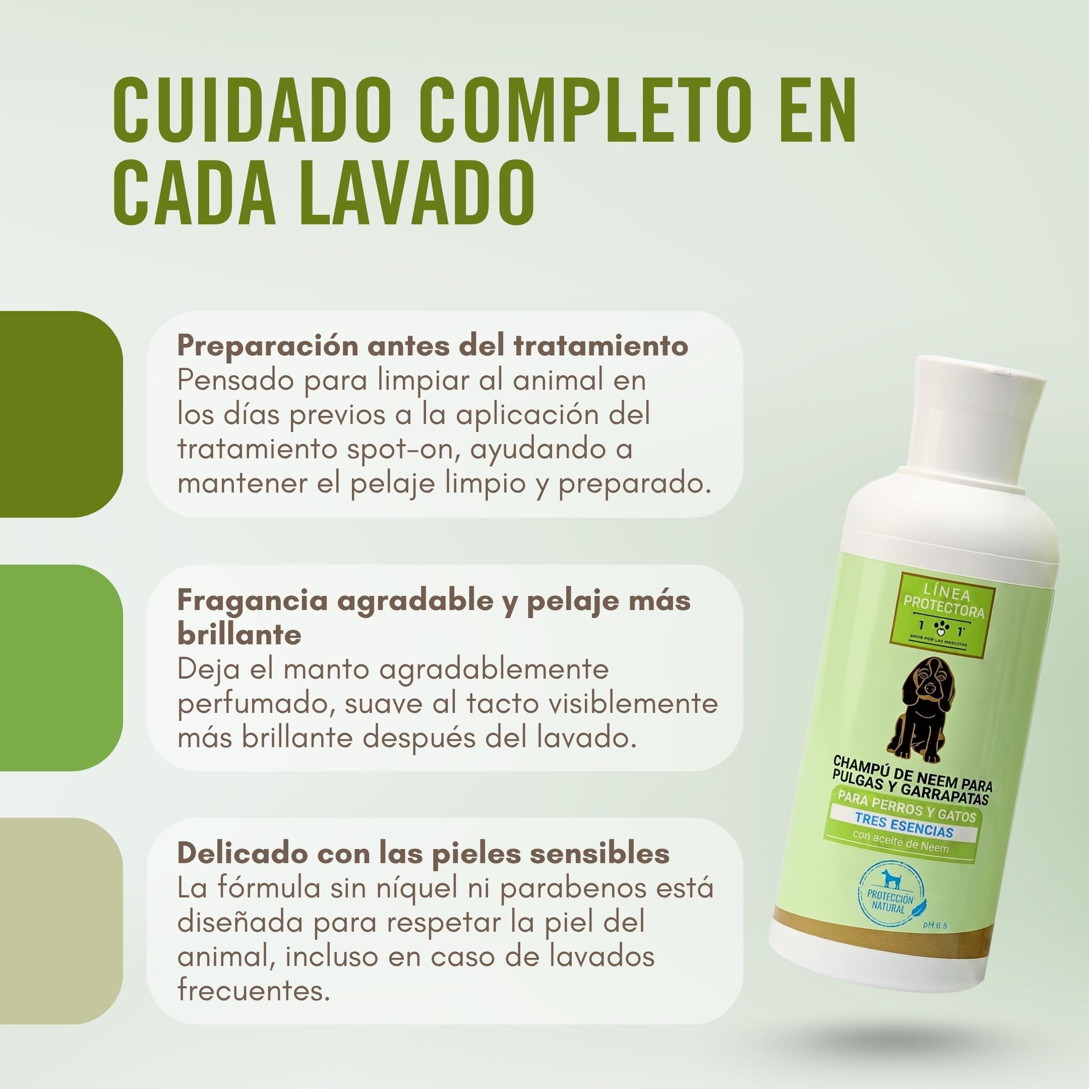 Champú Antiparasitario Perros y Gatos 250ml, Champú Aceite de Neem, Repelente Garrapatas Perros, Antigarrapatas, con Extractos de Clavo y Geranio, Champú Perro Linea 101 Made in Italy